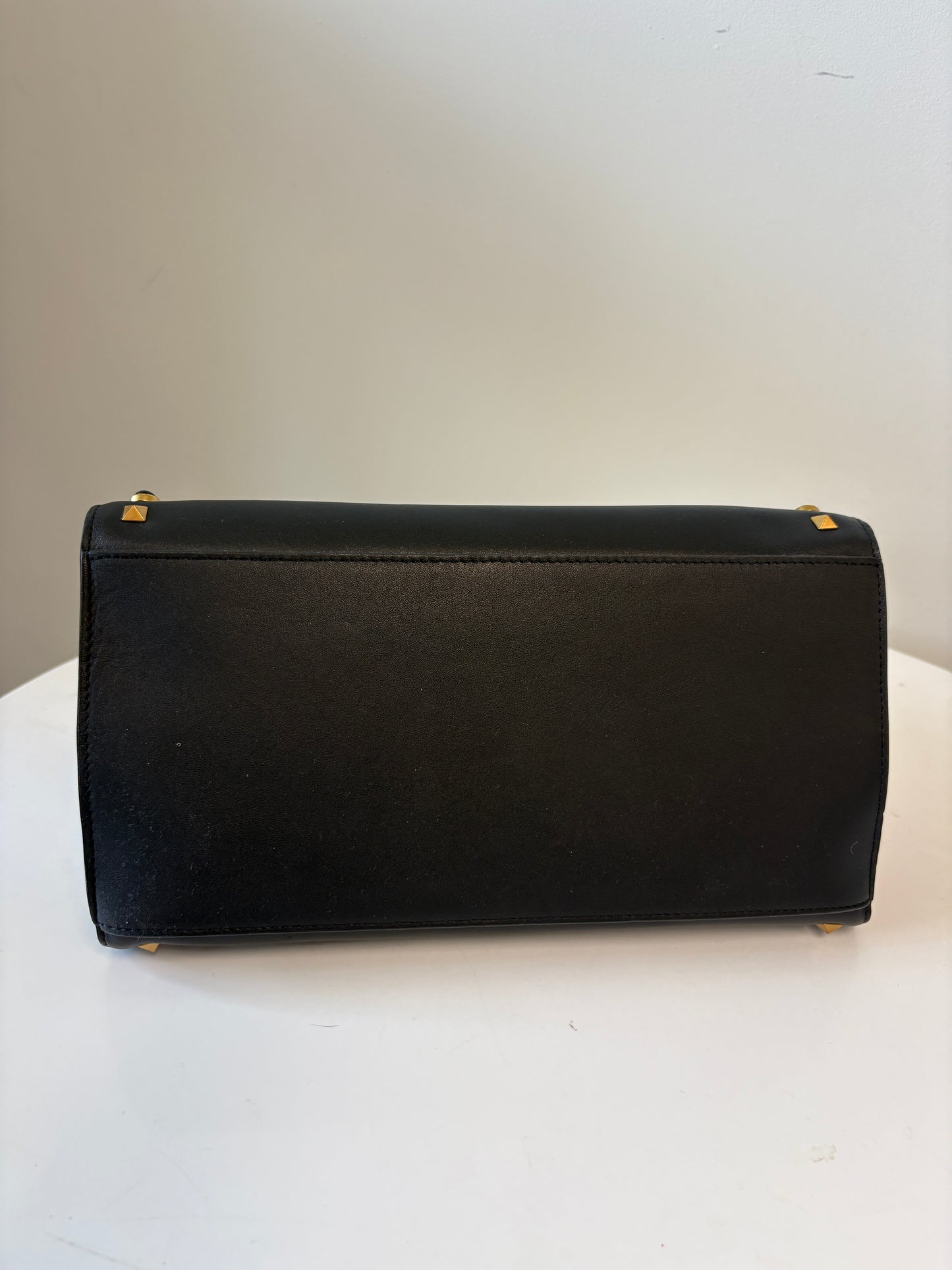 Valentino Rockstud Black Smooth Leather Handbag Multicoloured Stones