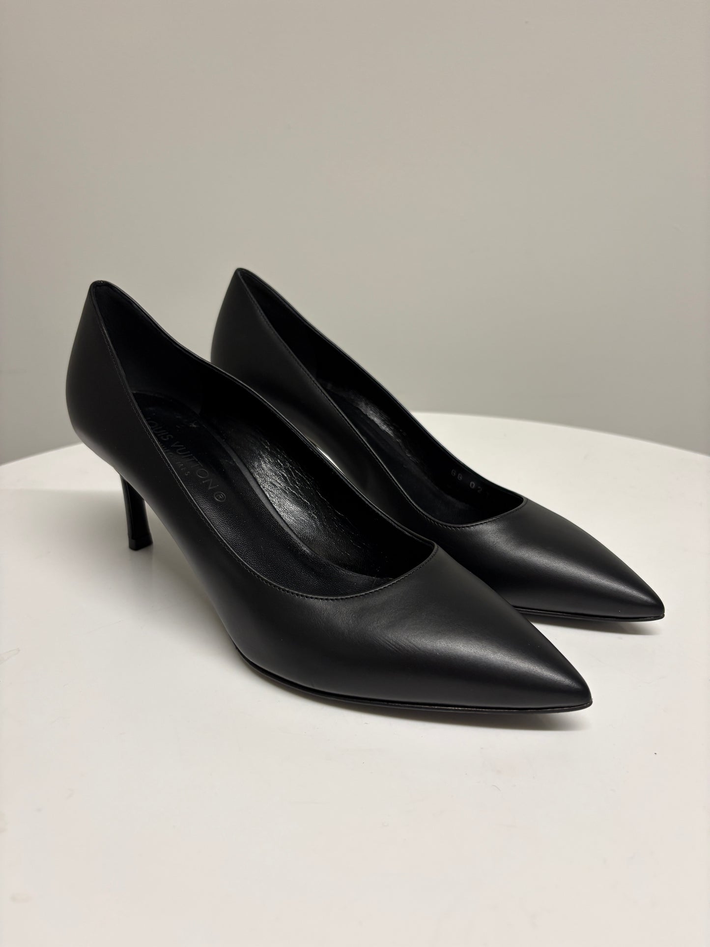 Louis Vuitton Black Matte Satin Heeled Pumps