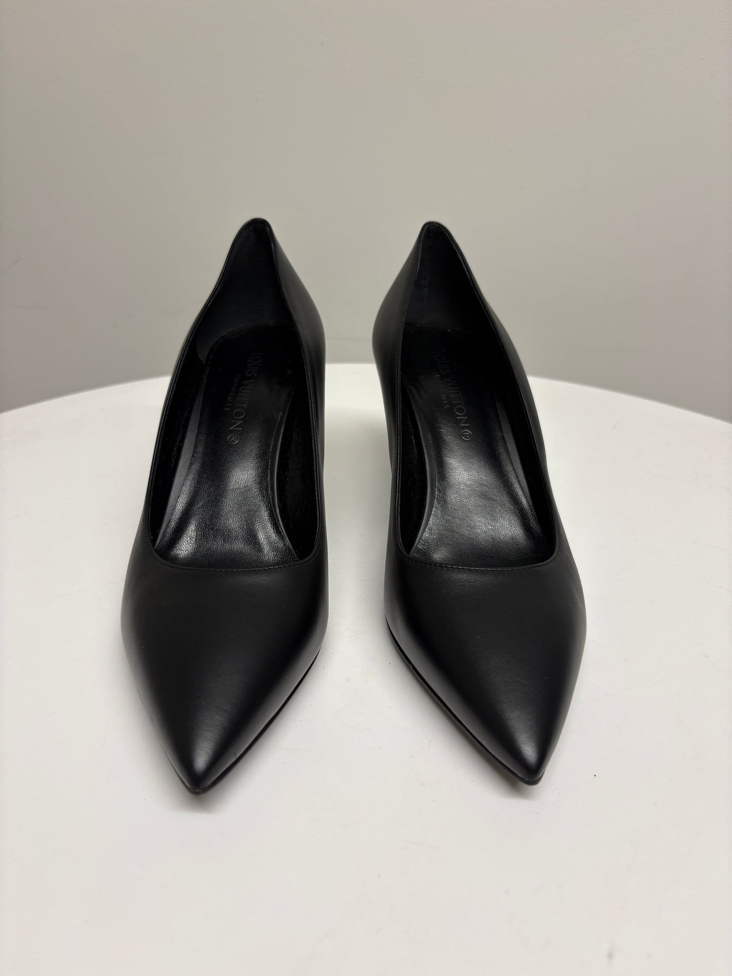 Louis Vuitton Black Matte Satin Heeled Pumps