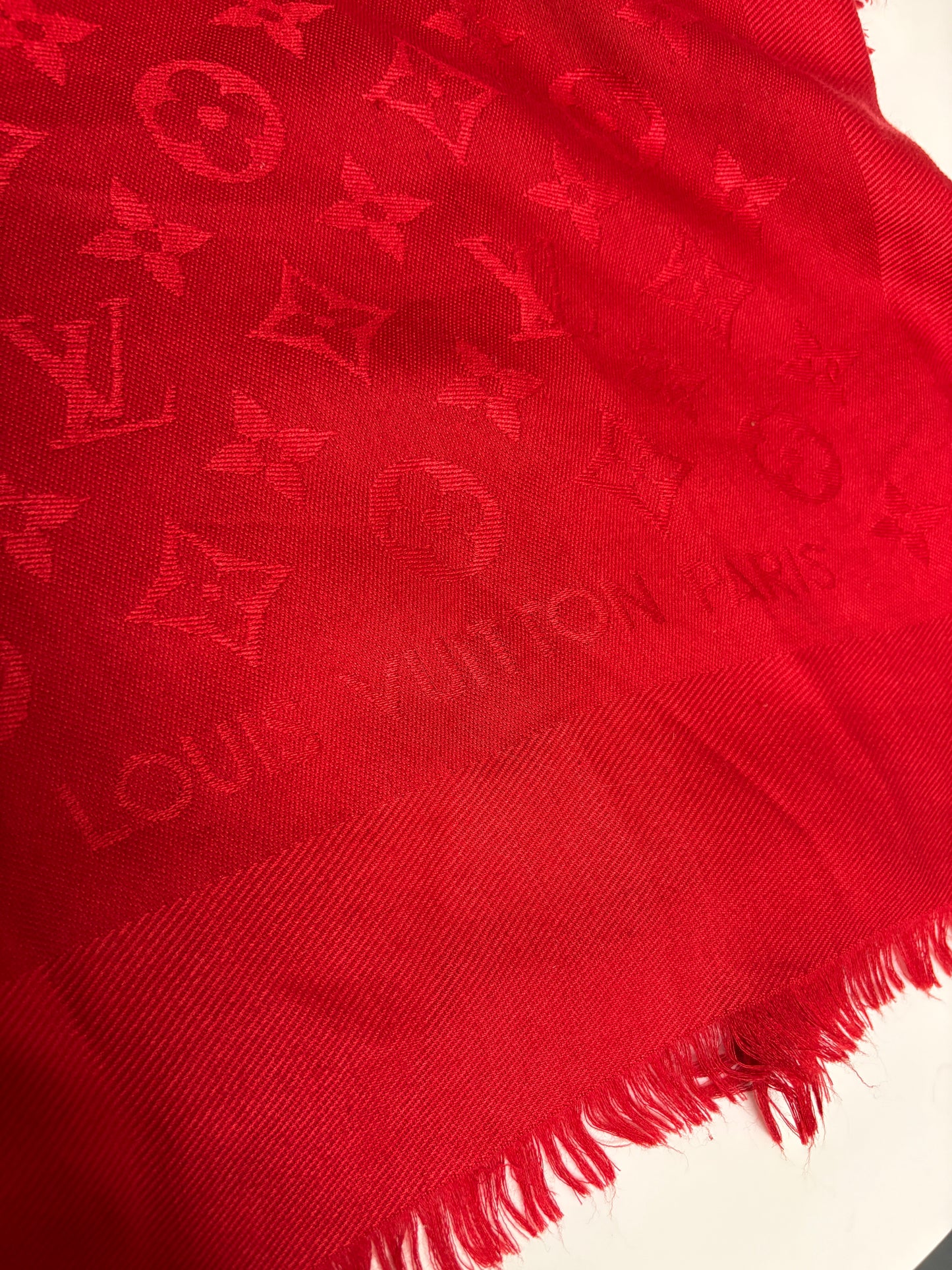 Louis Vuitton Monogram Shawl Scarf Red