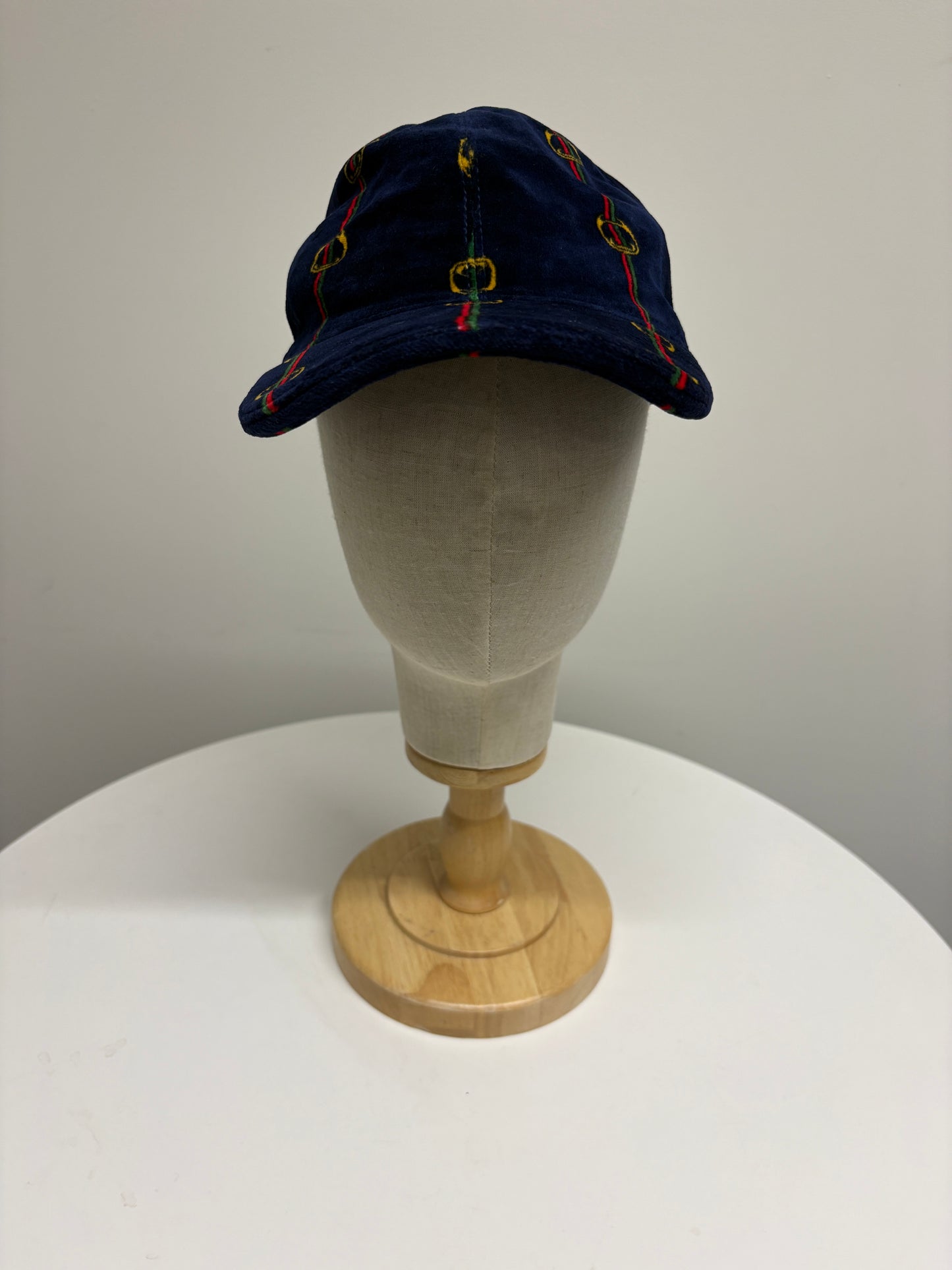 Gucci Navy Print Velvet Baseball Cap