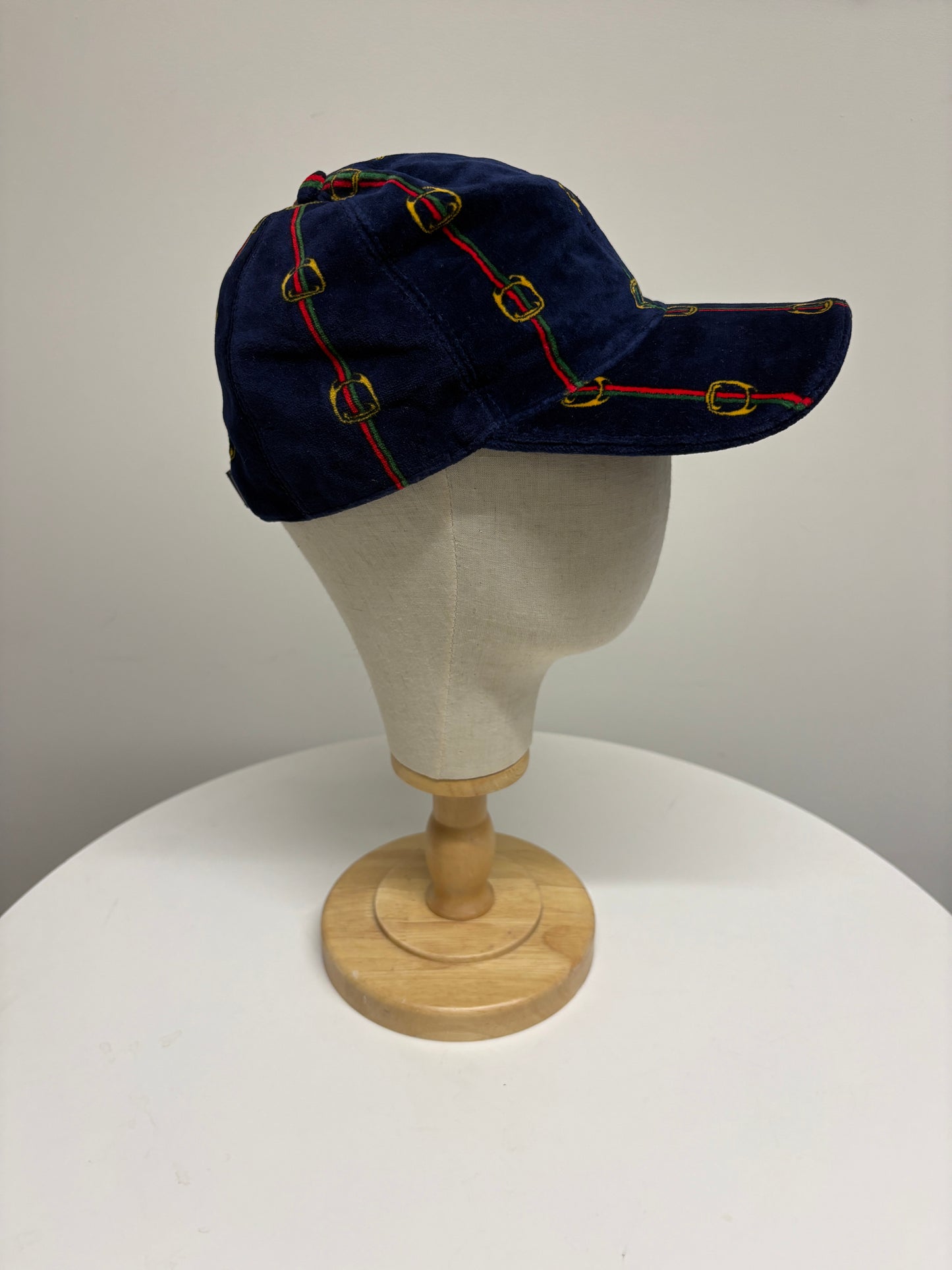 Gucci Navy Print Velvet Baseball Cap