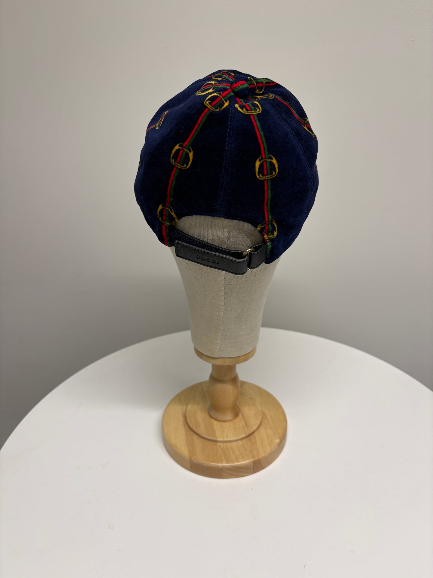 Gucci Navy Print Velvet Baseball Cap
