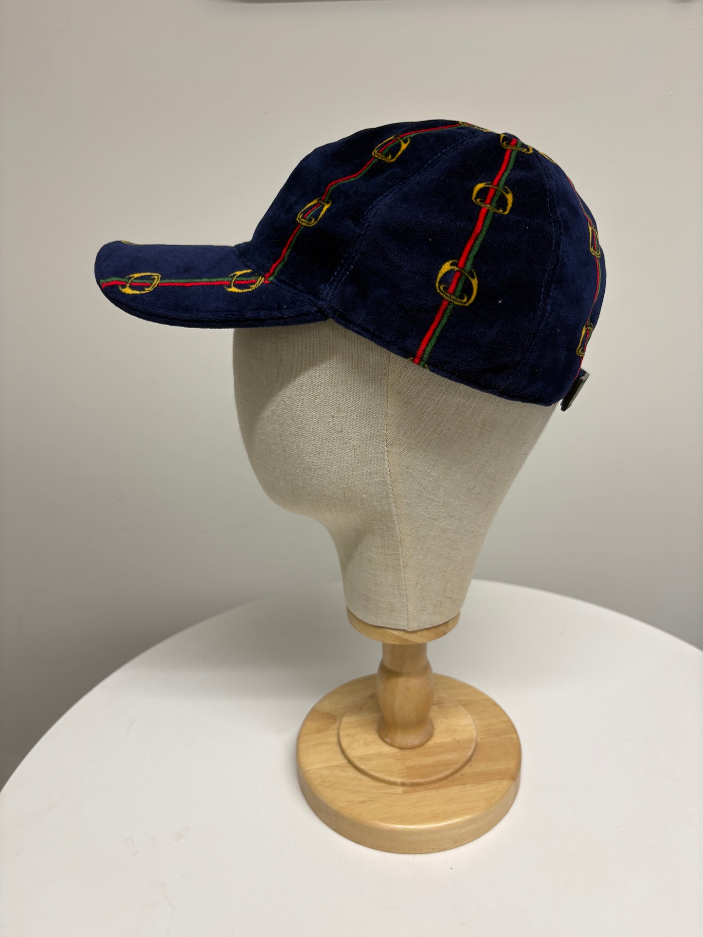 Gucci Navy Print Velvet Baseball Cap