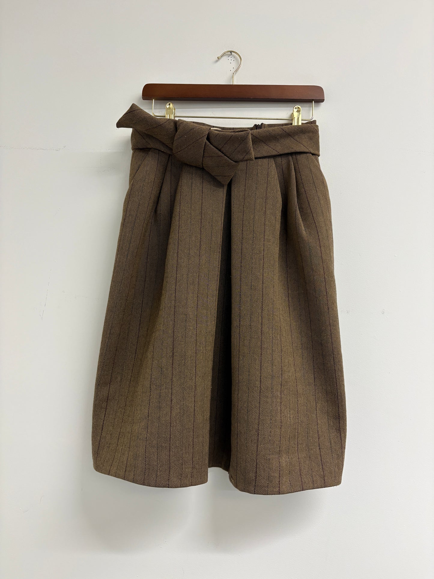 Marni Brown Wool Skirt With Front Pleat
