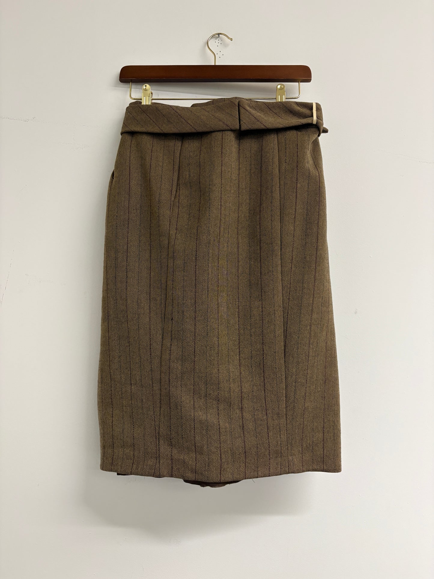 Marni Brown Wool Skirt With Front Pleat