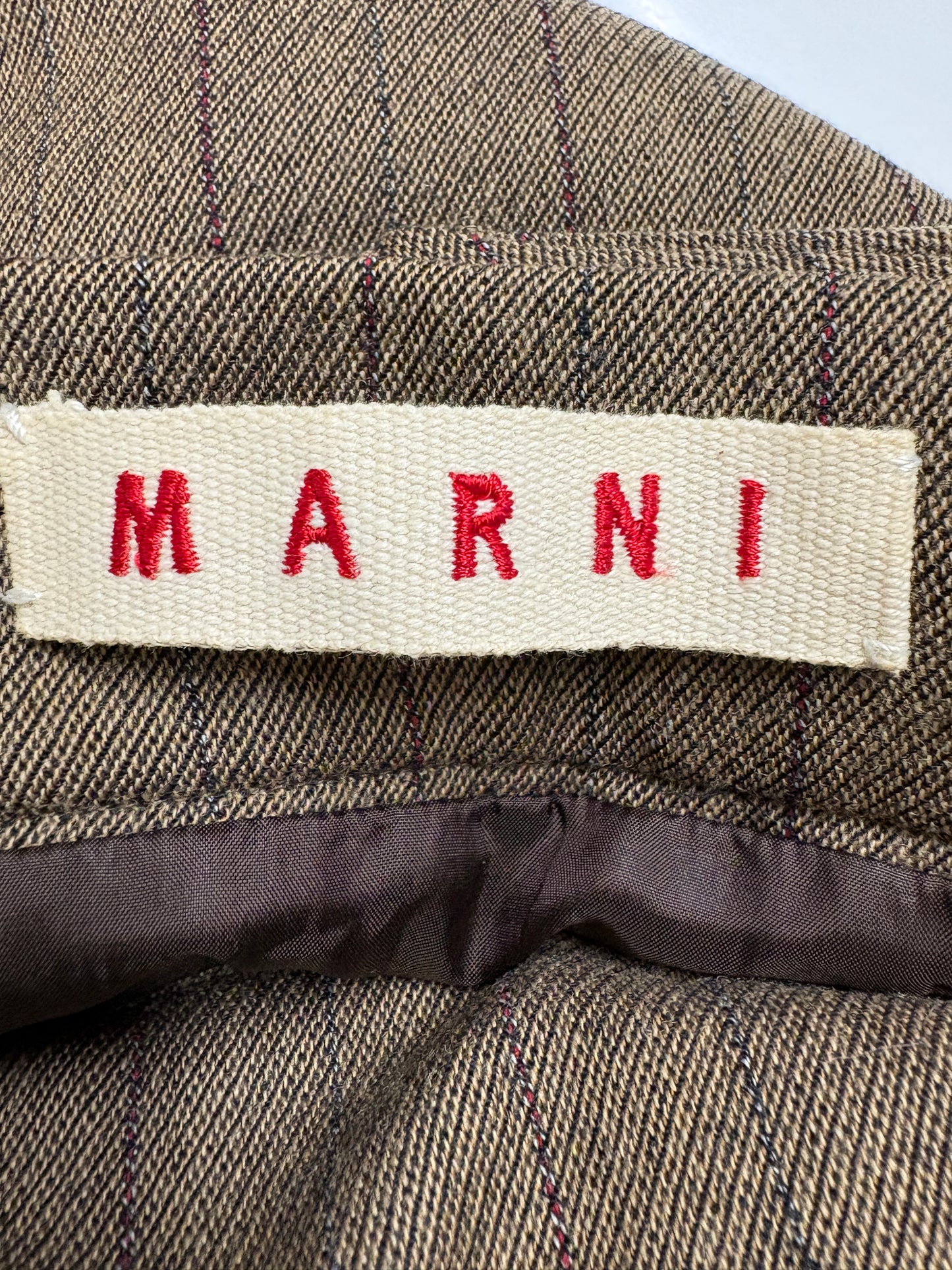Marni Brown Wool Skirt With Front Pleat