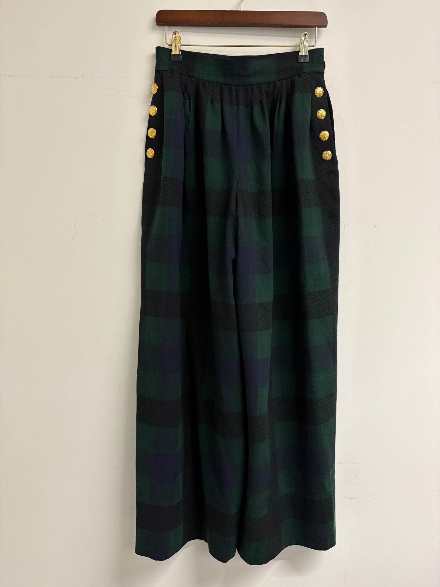 Yves Saint Laurent Tartan Check Trousers With Gold Buttons