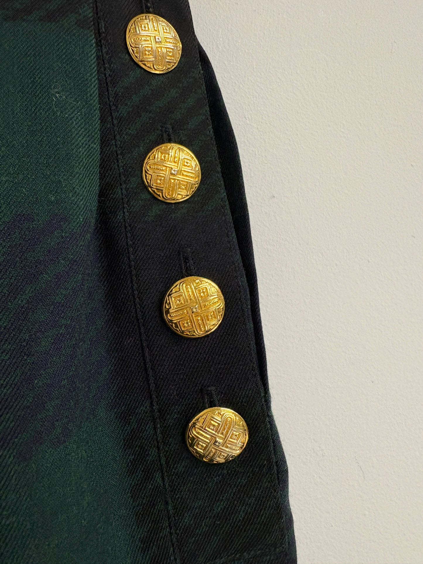 Yves Saint Laurent Tartan Check Trousers With Gold Buttons