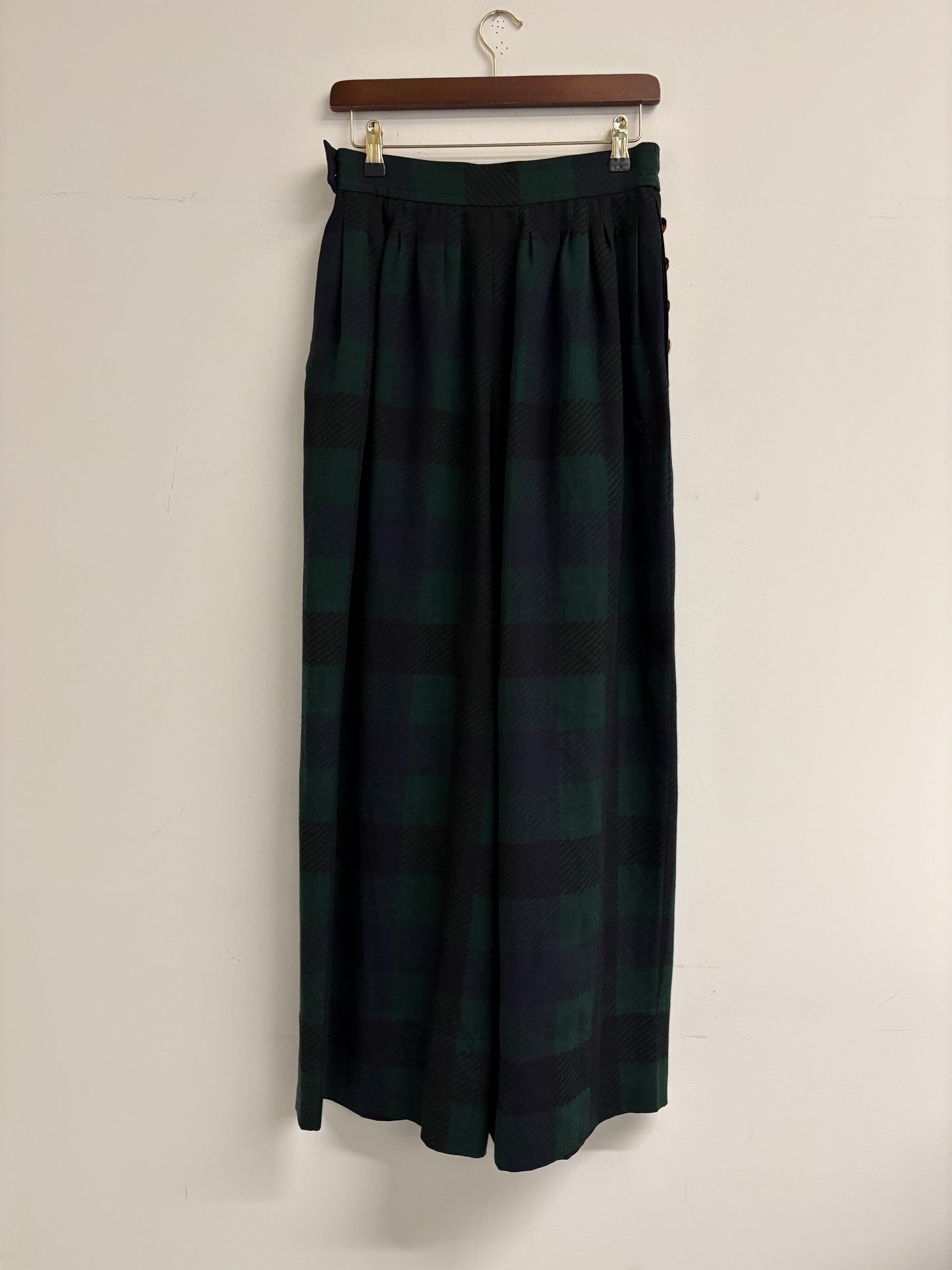 Yves Saint Laurent Tartan Check Trousers With Gold Buttons