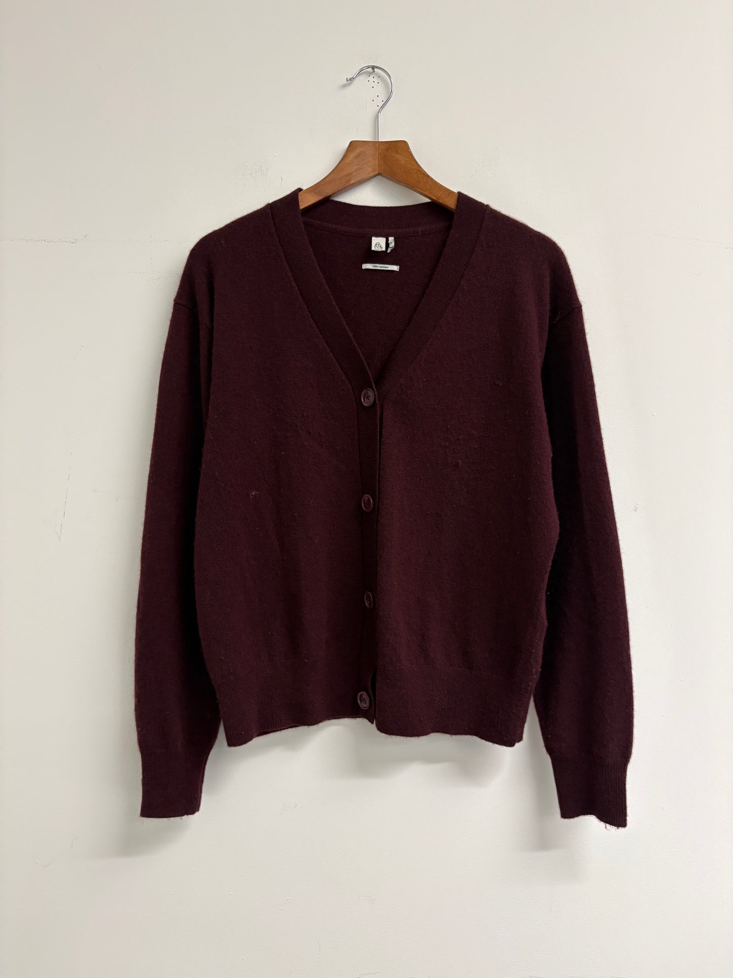 Rise and Fall Oxblood Burgundy Cashmere Cardigan