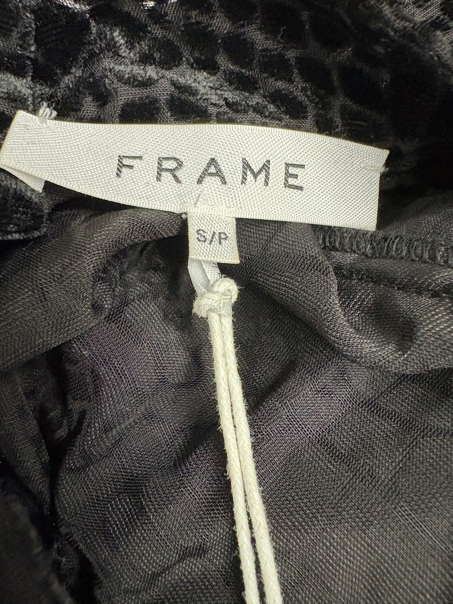 Frame Black Velvet Croc Print Long Sleeve Top