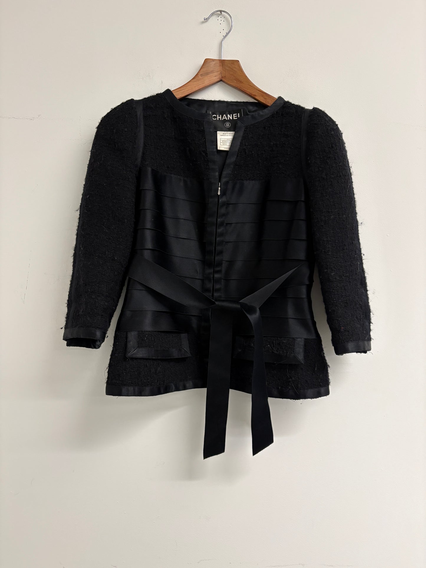 Chanel Black Tweed Jacket with Satin Ribbon Detail FW06