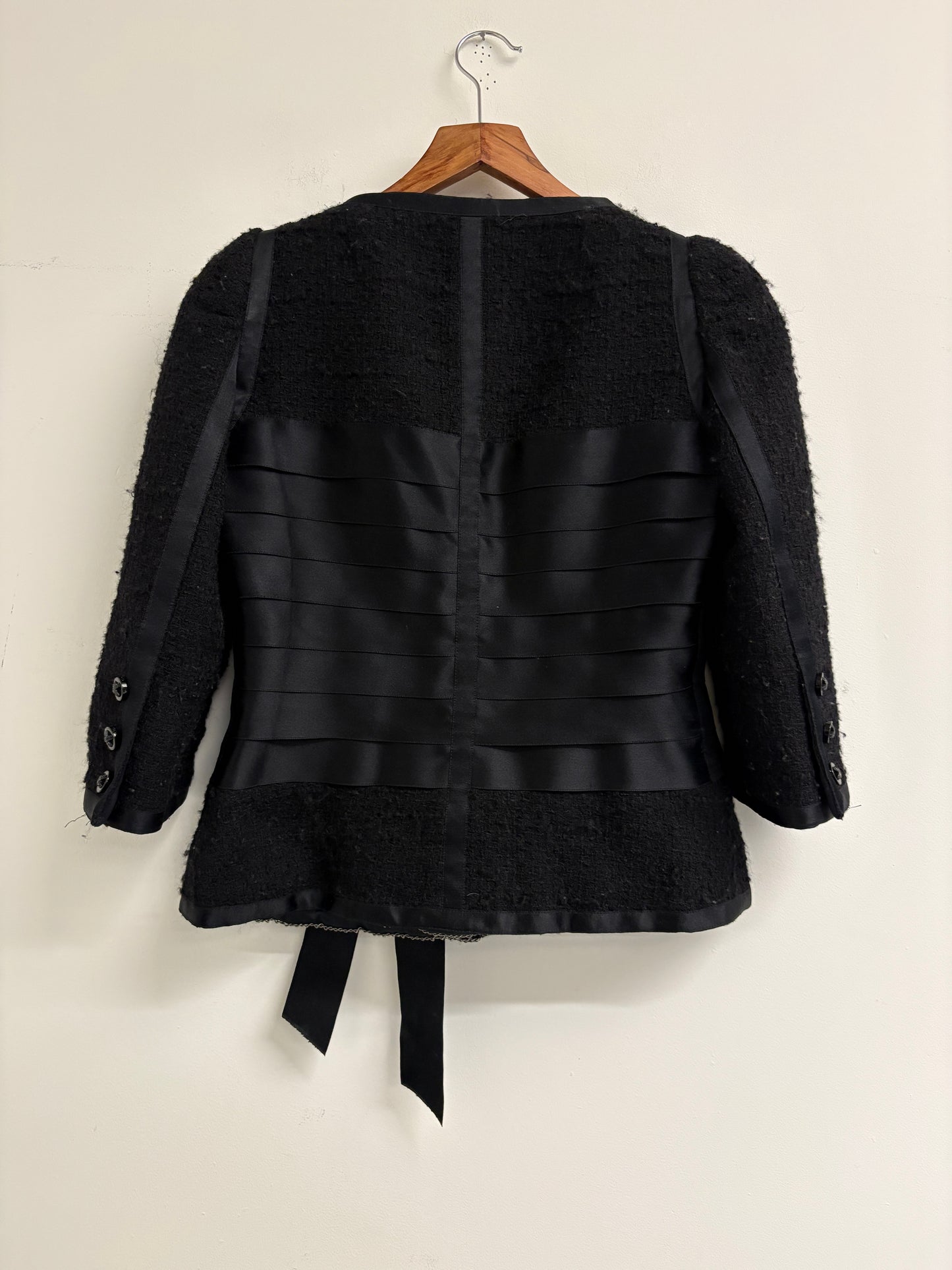 Chanel Black Tweed Jacket with Satin Ribbon Detail FW06