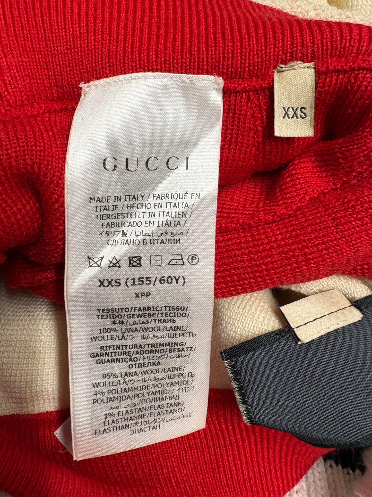 Gucci Red And Cream Colour Block Wool Knit Long Skirt