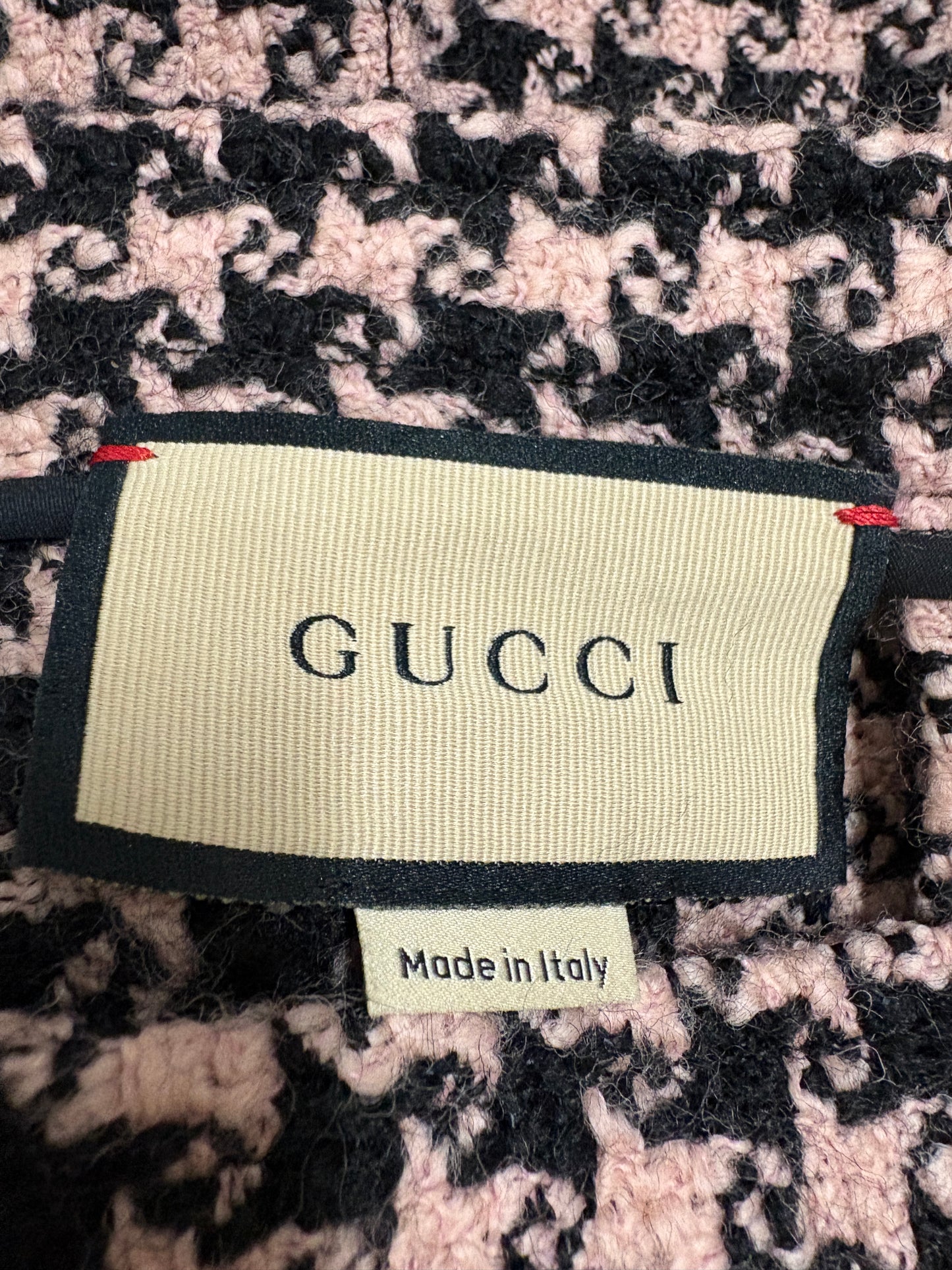 Gucci Wool Mid Length Houndstooth Skirt in Pink And Black