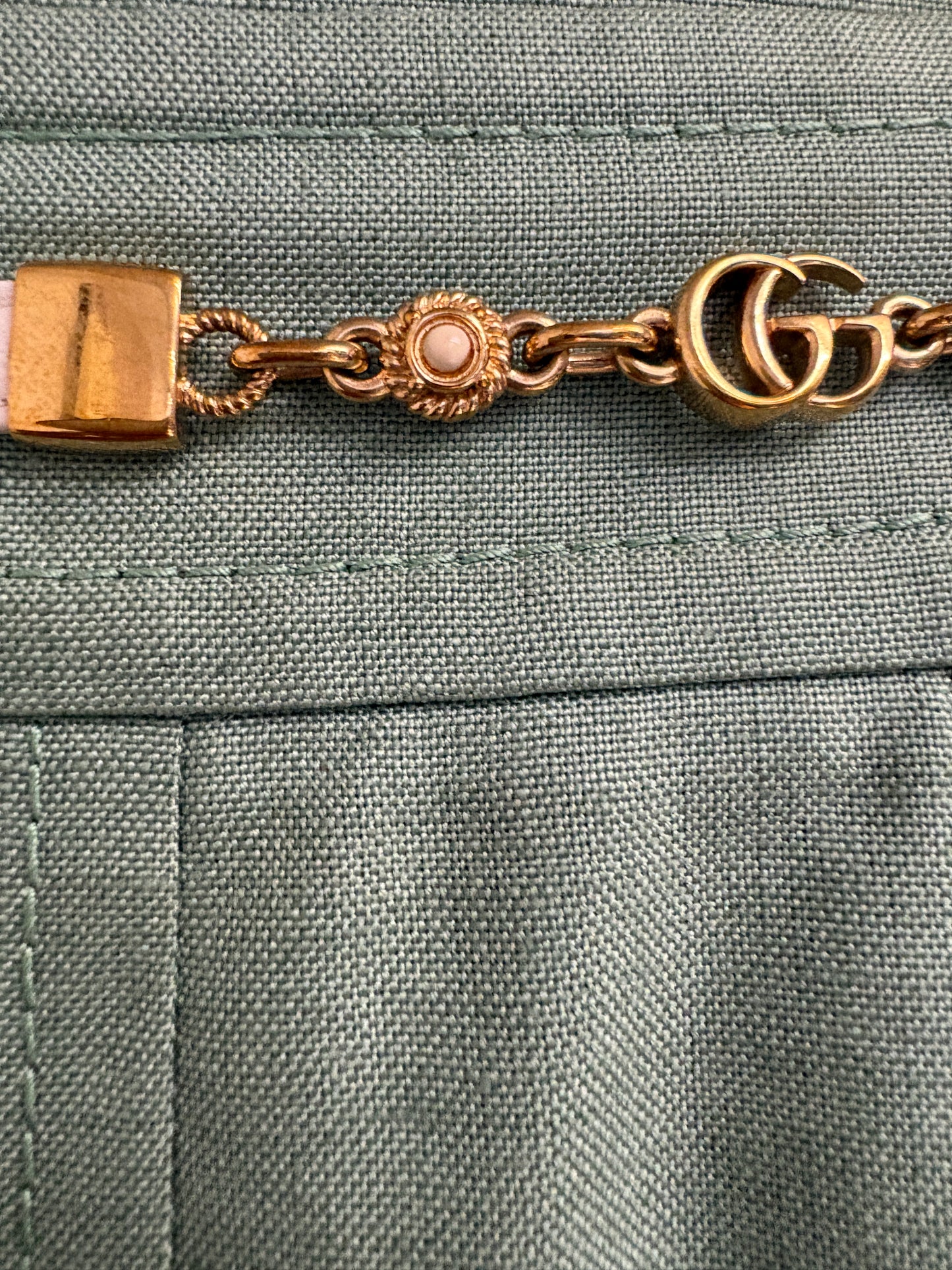 Gucci Green Linen / Viscose Pleated Midi Skirt