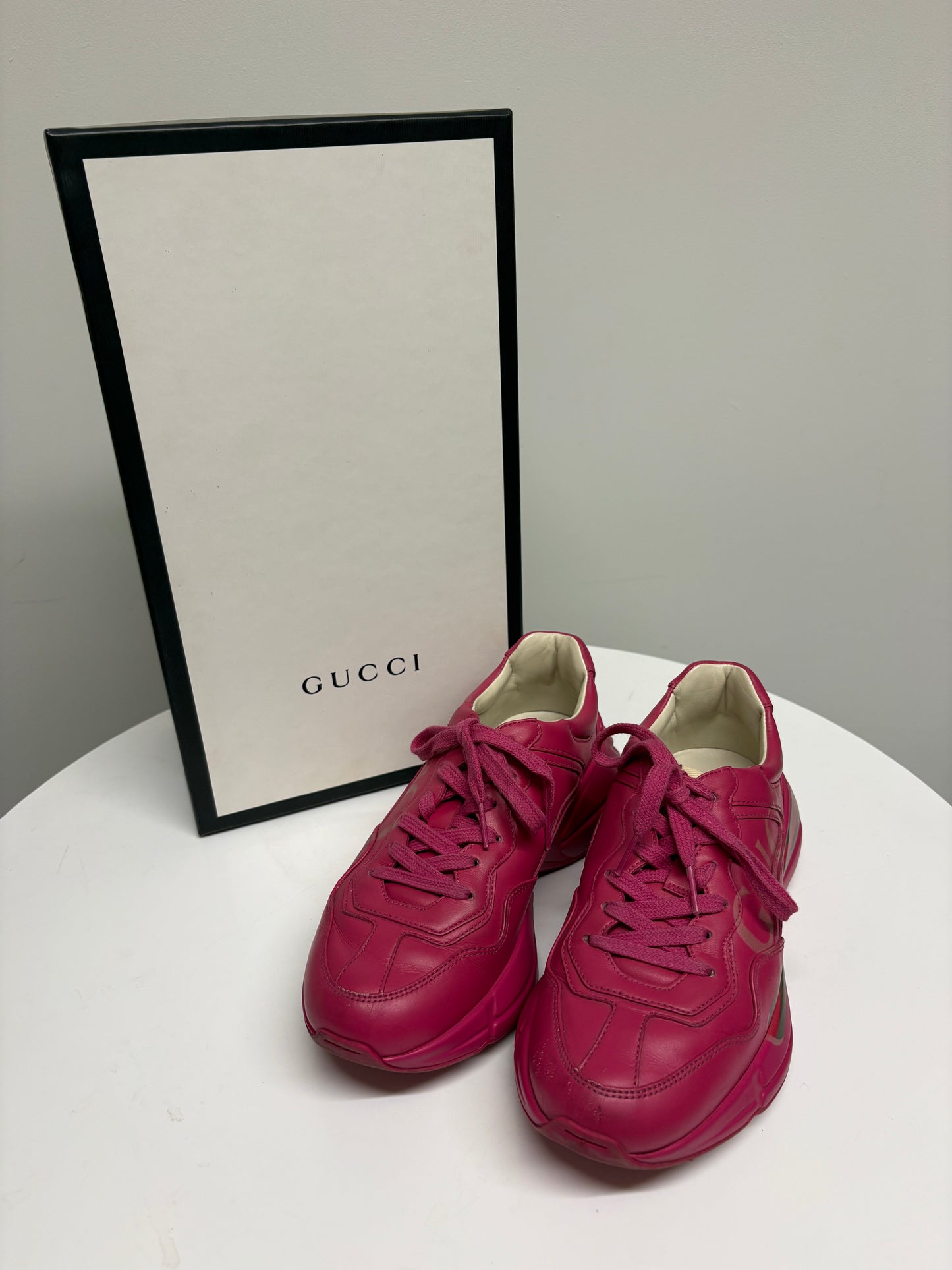Gucci GG Rhyton Pink Leather Chunky Trainers