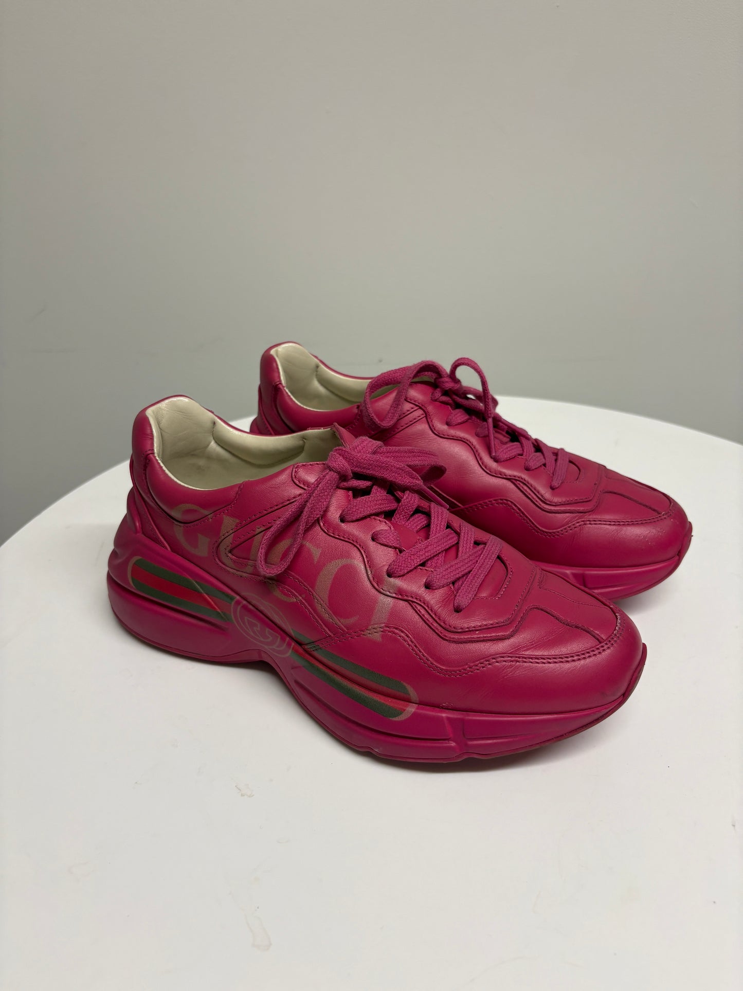 Gucci GG Rhyton Pink Leather Chunky Trainers