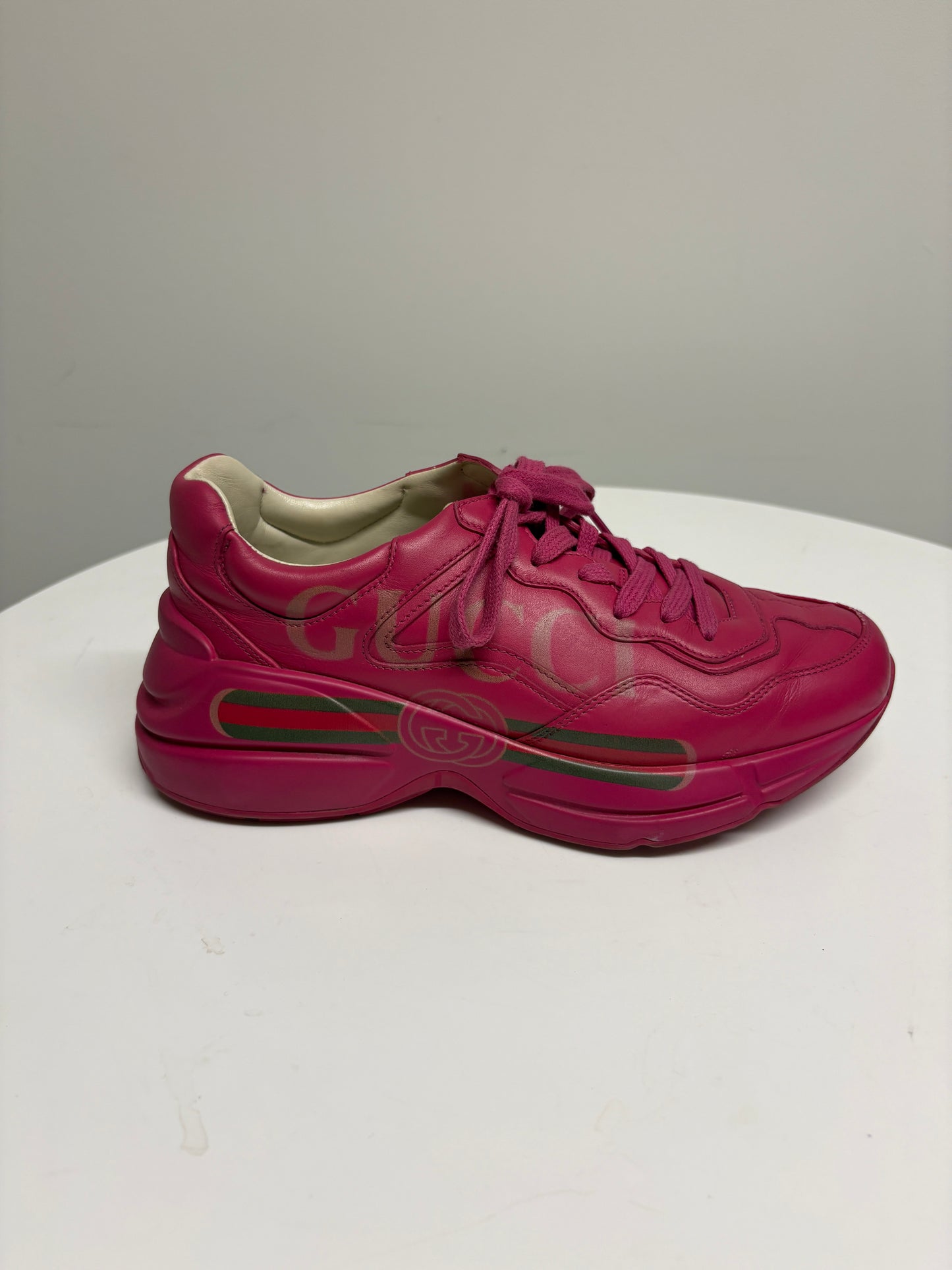Gucci GG Rhyton Pink Leather Chunky Trainers