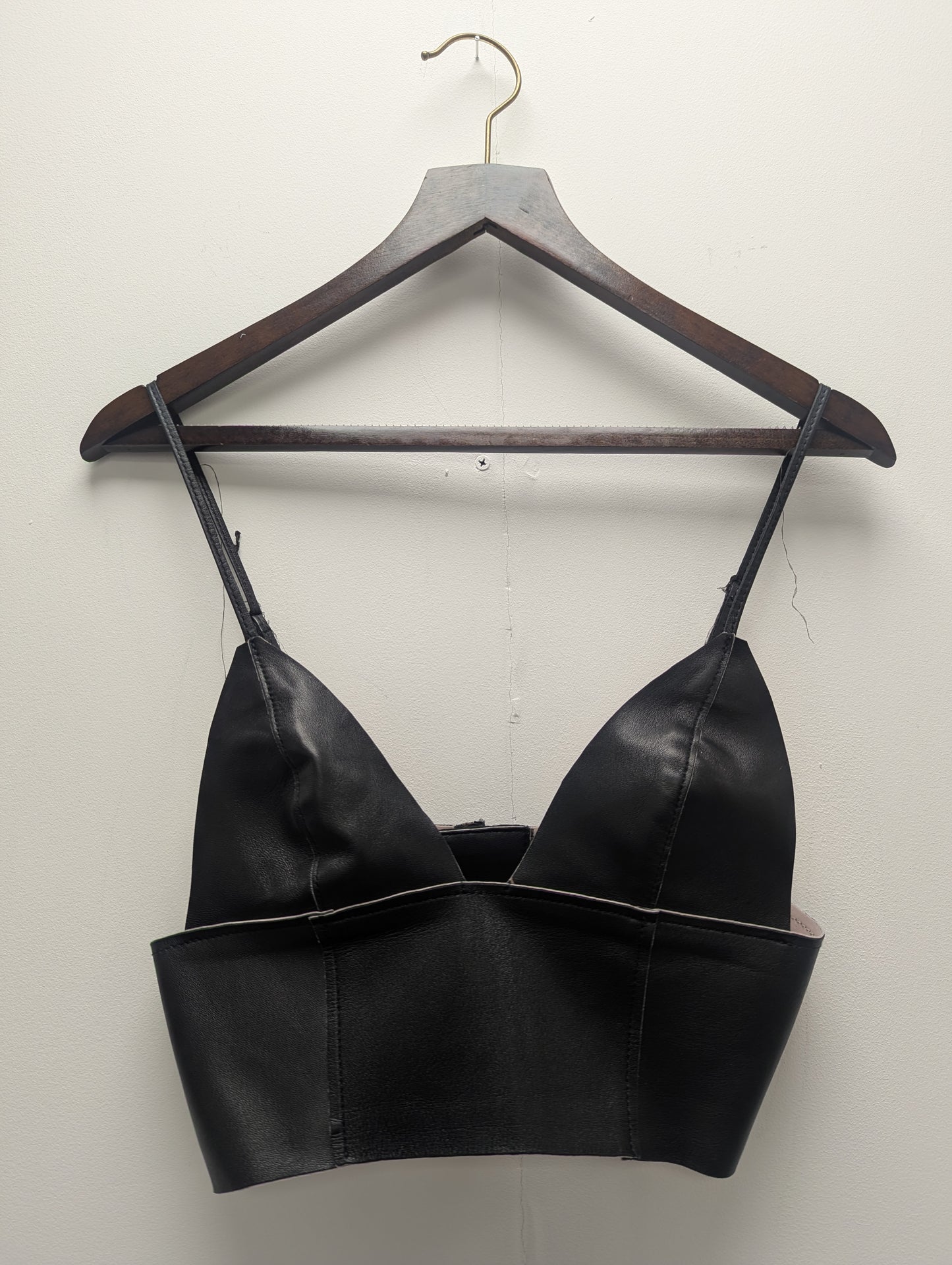 Alexander Wang Black Leather Triangle Bralette Top