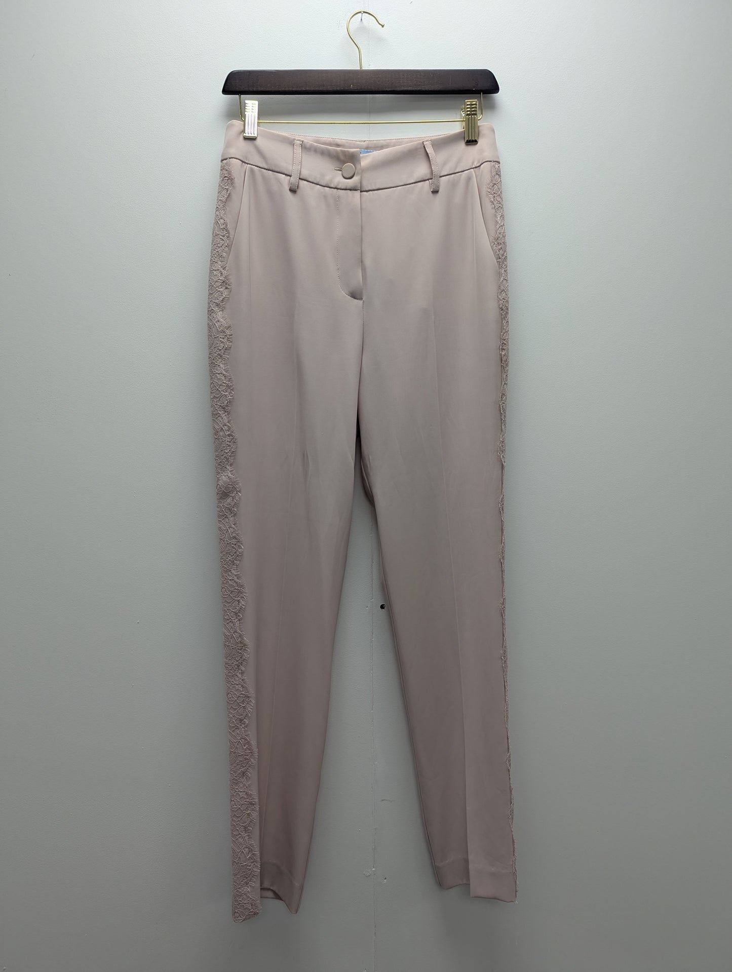 Blumarine Dusky Pink Lace Trim Trousers