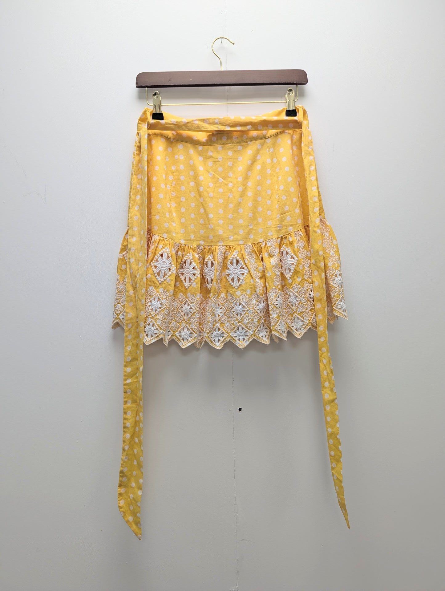 Miguelina Yellow Polka Dot Button Up Skirt