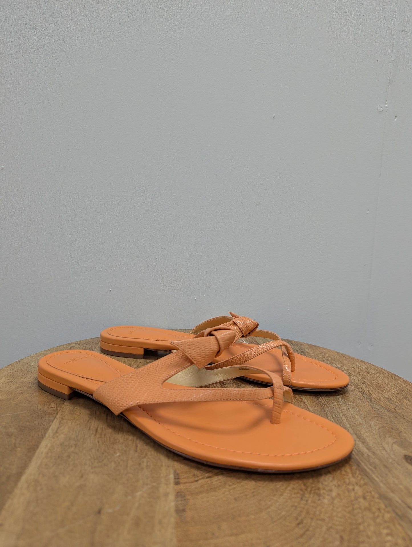 Alexandre Birman Orange Leather Thong Flip Flops
