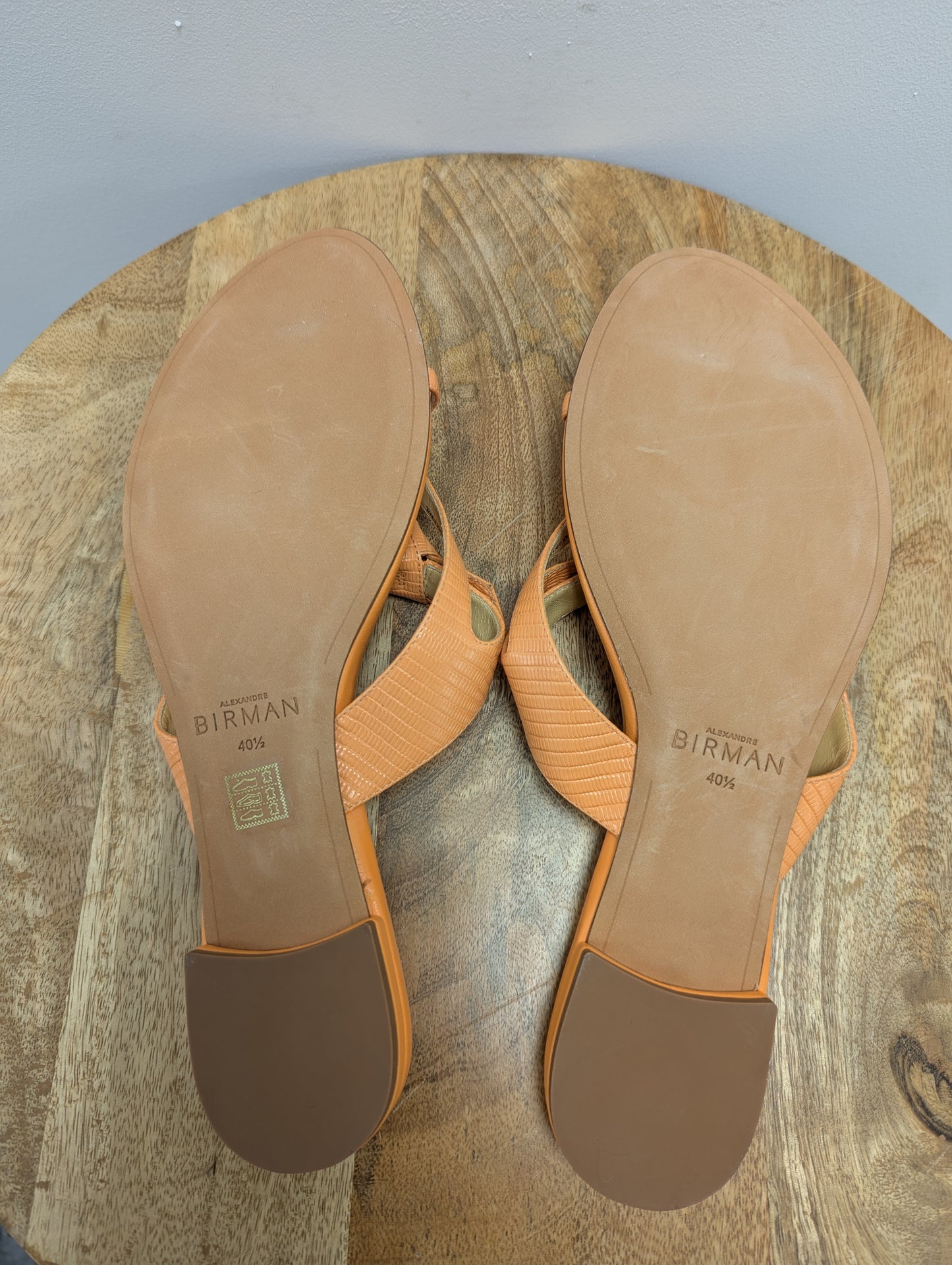 Alexandre Birman Orange Leather Thong Flip Flops