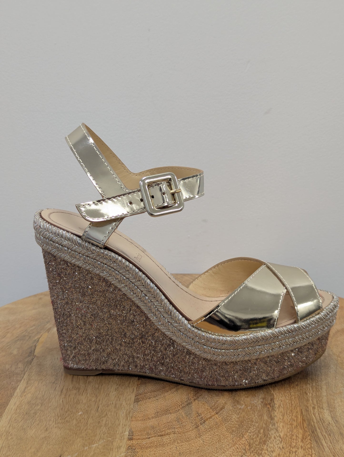 Christian Louboutin Champagne Glitter Wedges