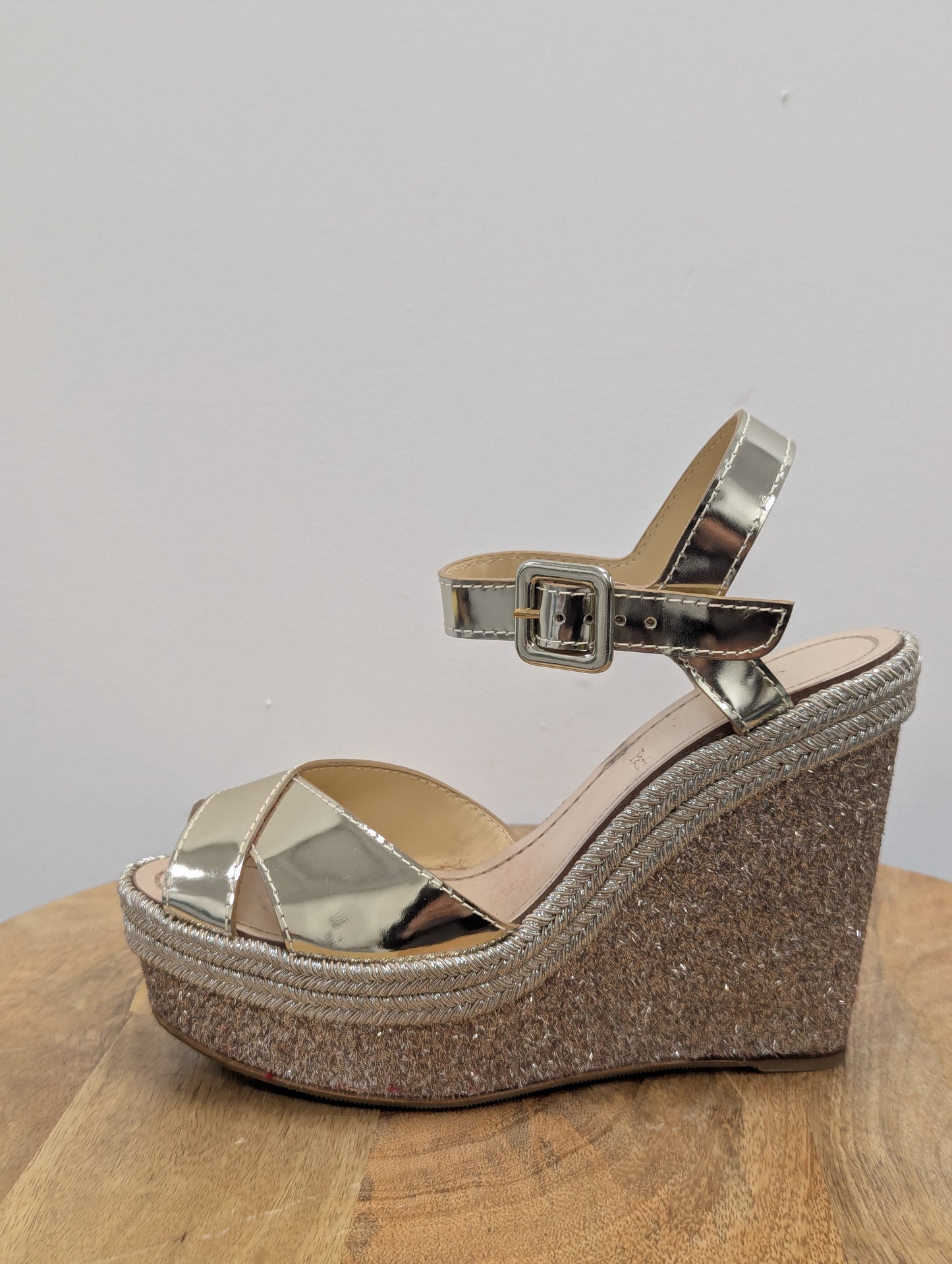 Christian Louboutin Champagne Glitter Wedges