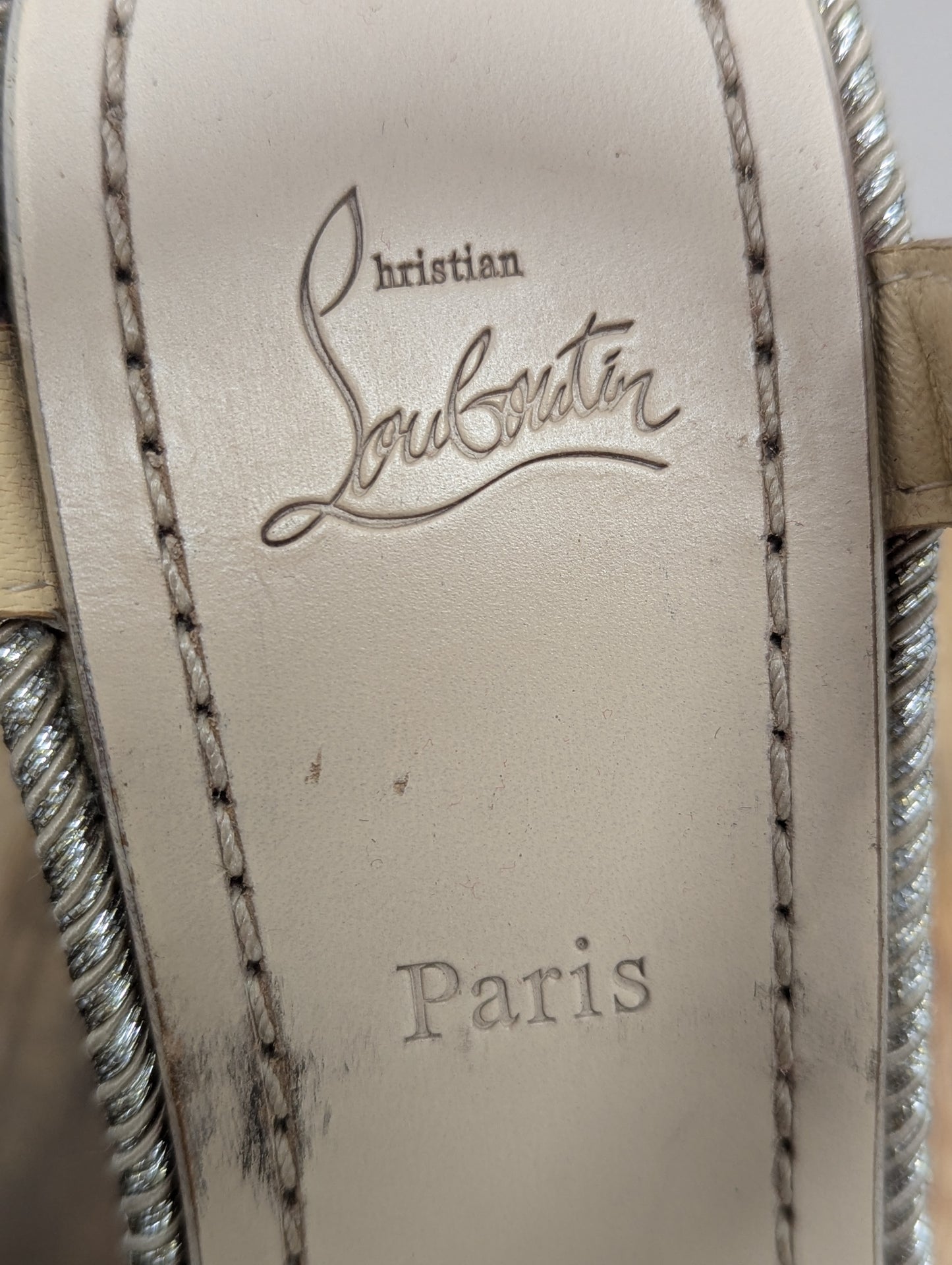 Christian Louboutin Champagne Glitter Wedges