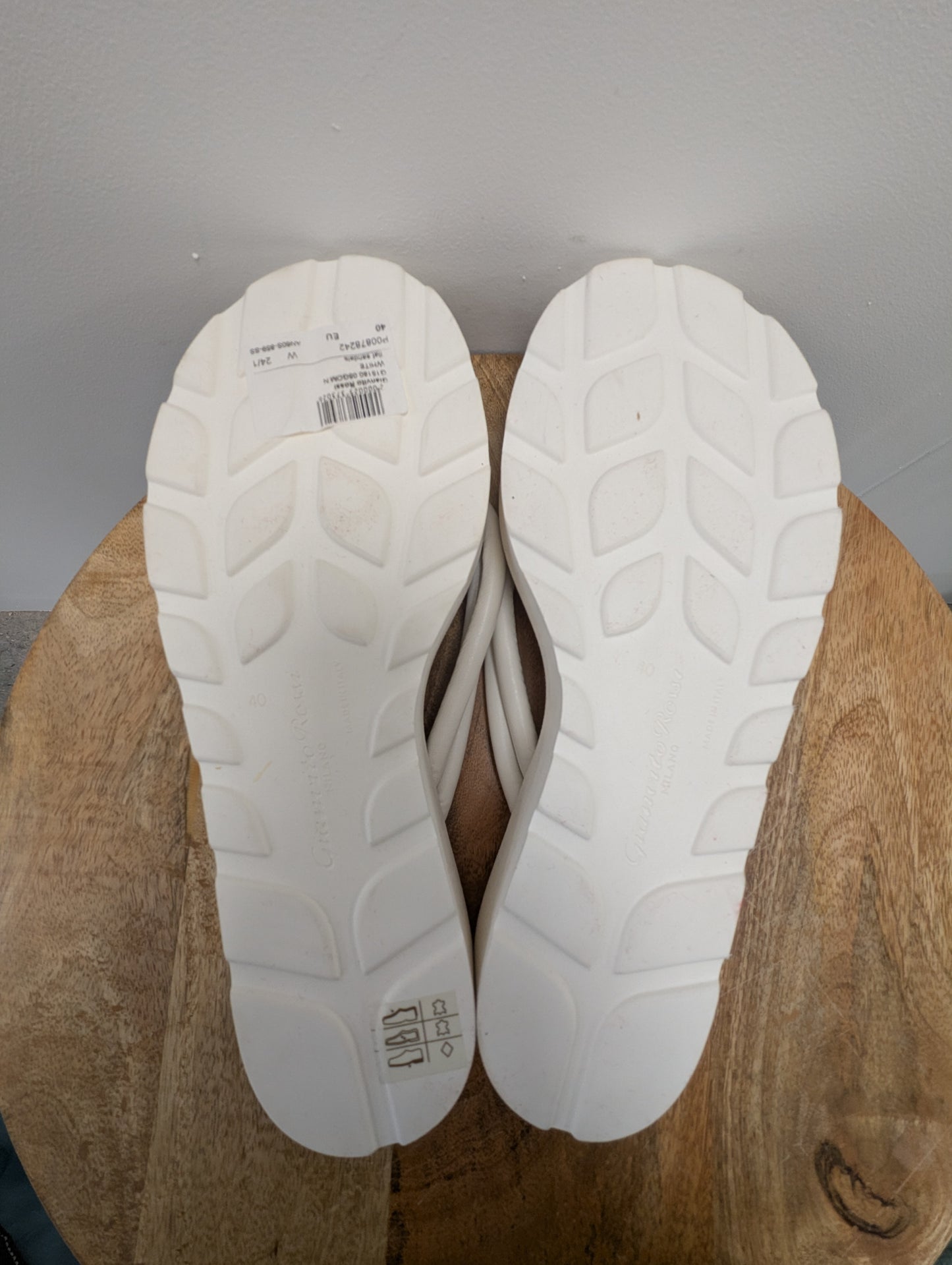 Gianvito Rossi White Leather Platform Flip Flops