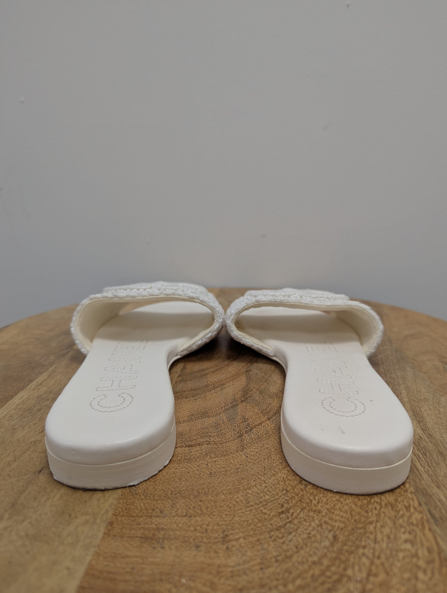 Chanel White Crochet Slides