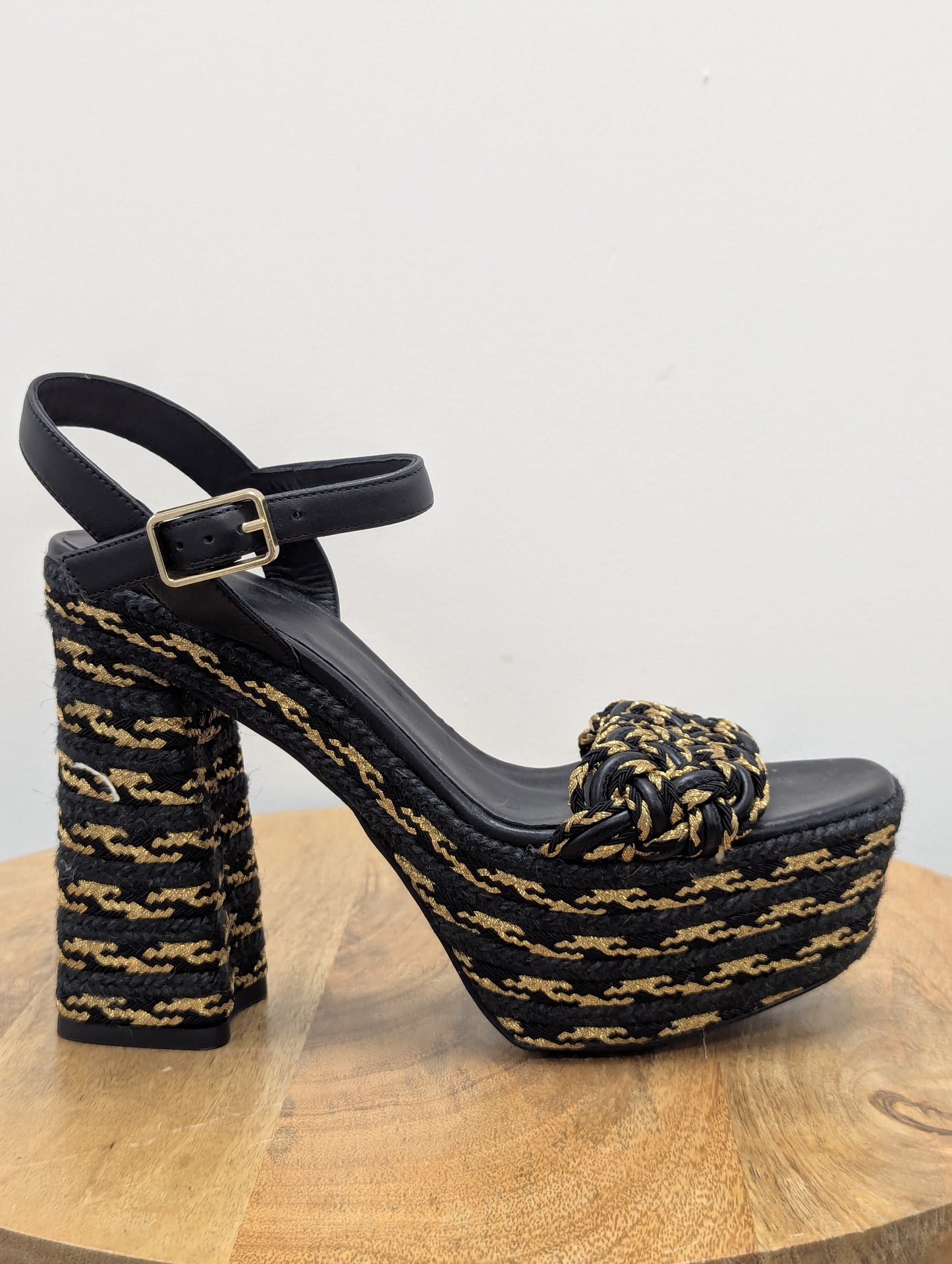 Castaner Anne Black And Gold Platform Sandals