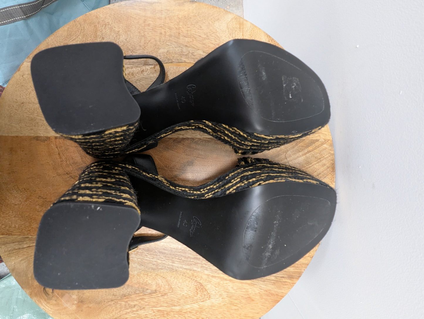 Castaner Anne Black And Gold Platform Sandals