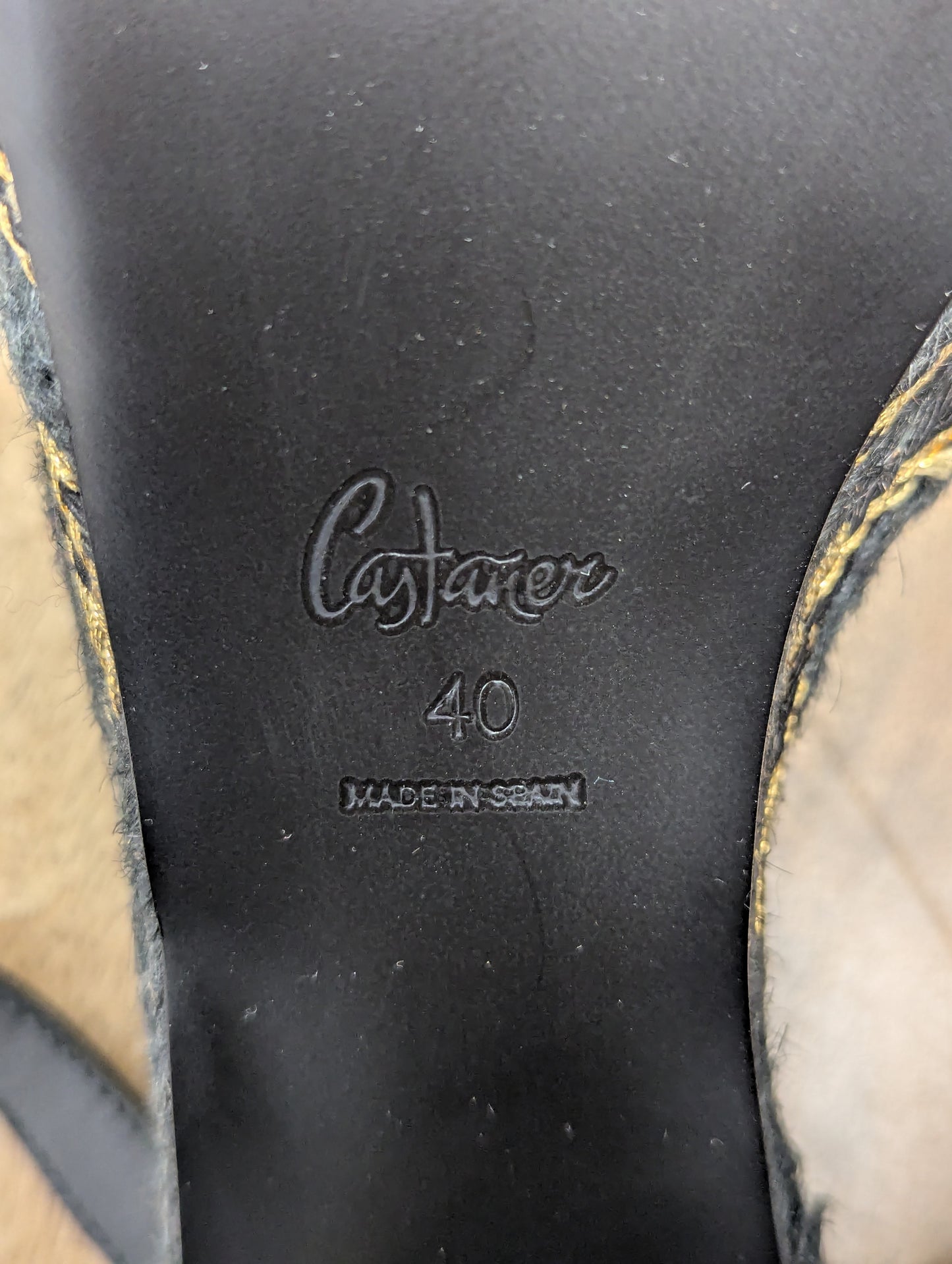 Castaner Anne Black And Gold Platform Sandals