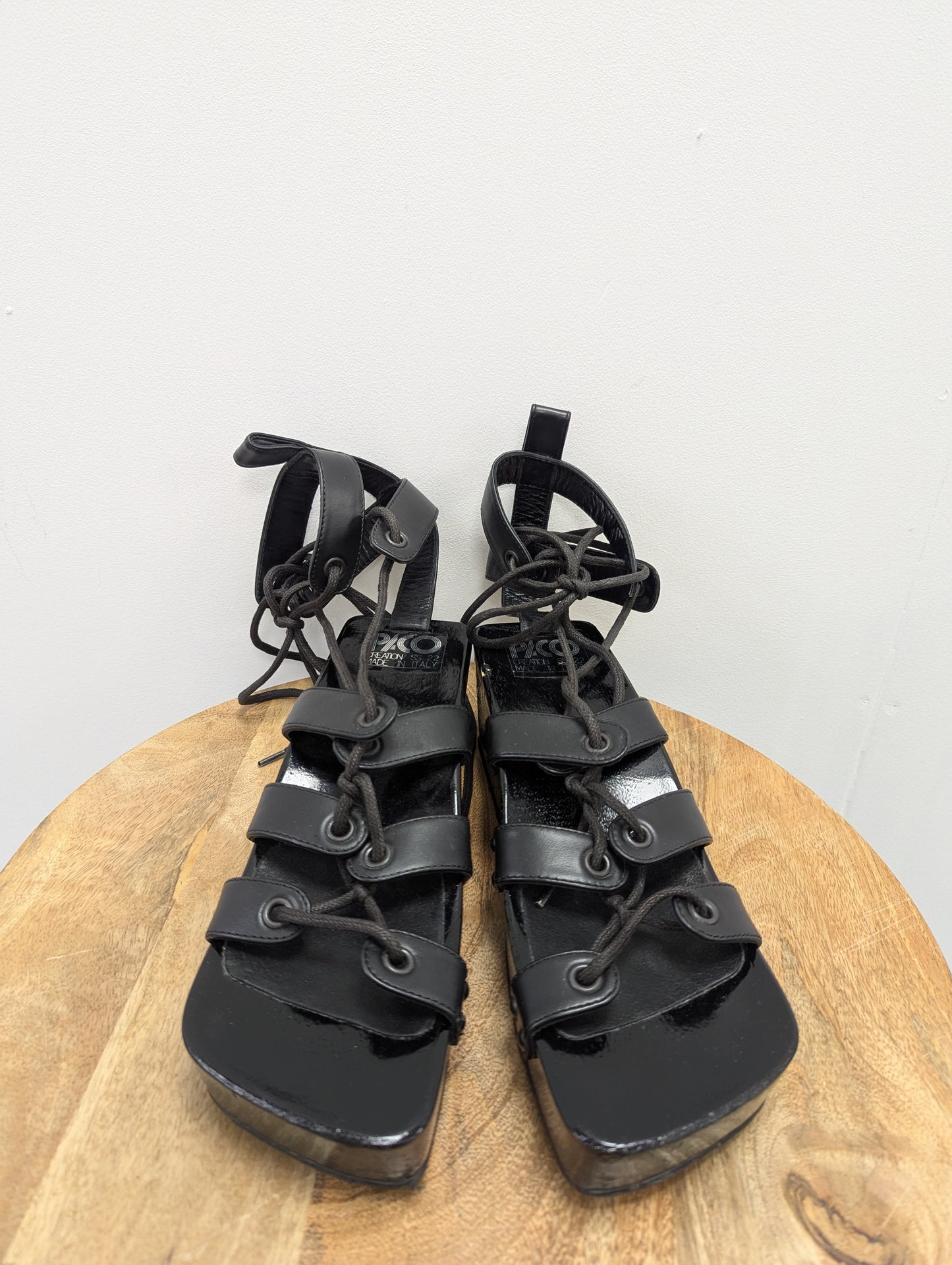 Paco Rabanne Black Flatform Sandals