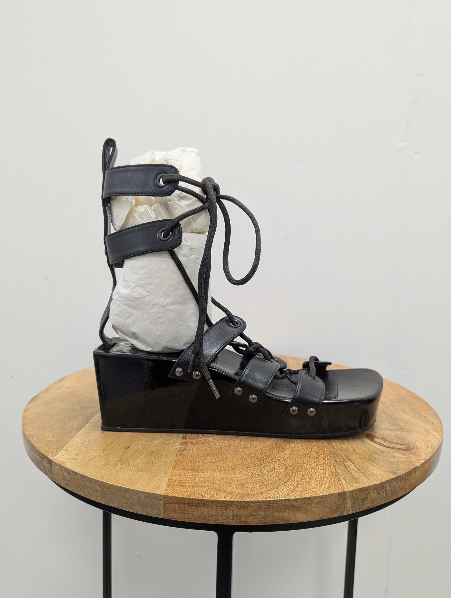Paco Rabanne Black Flatform Sandals