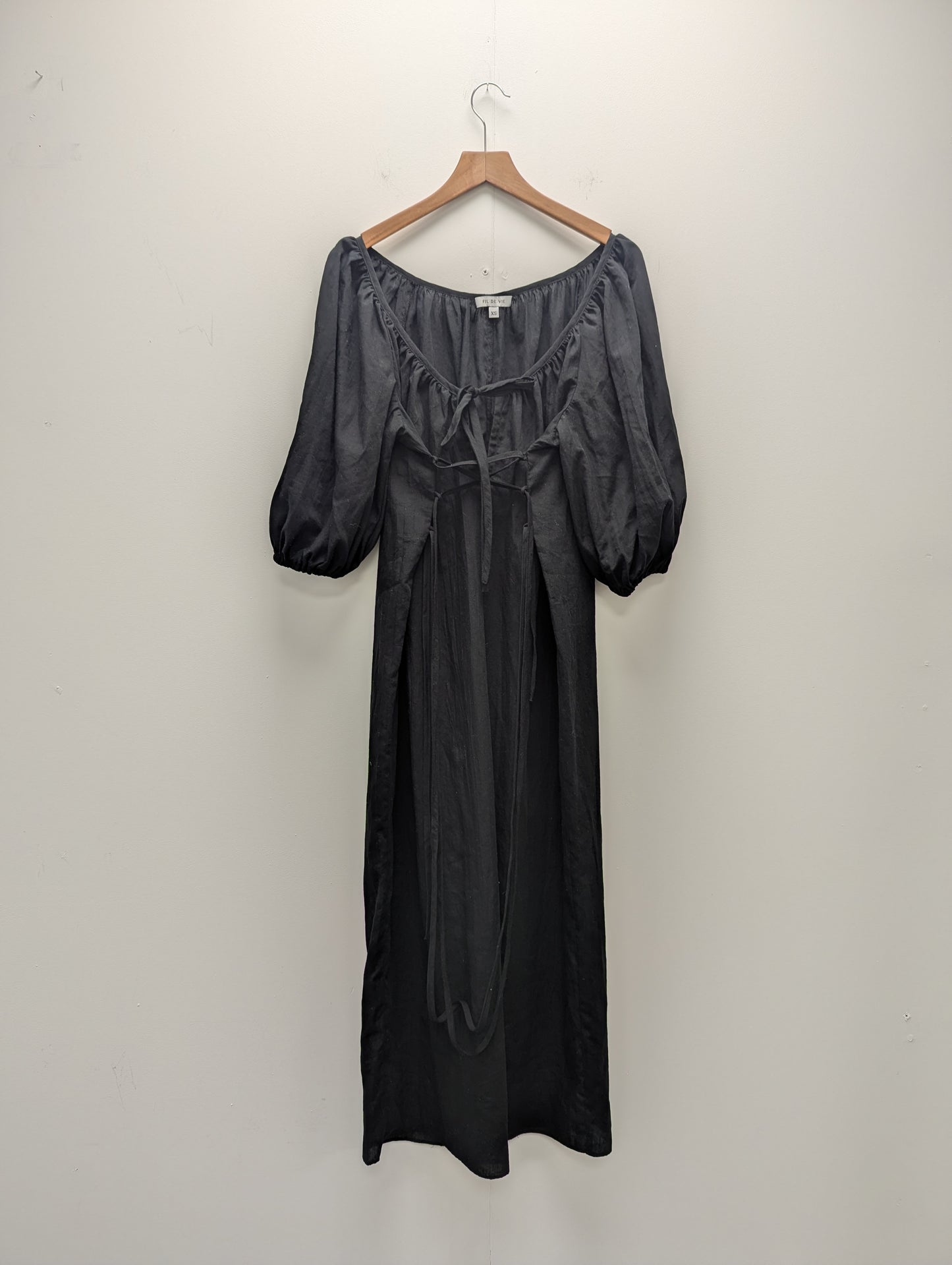 Fil De Vie Black Cotton Maxi Dress