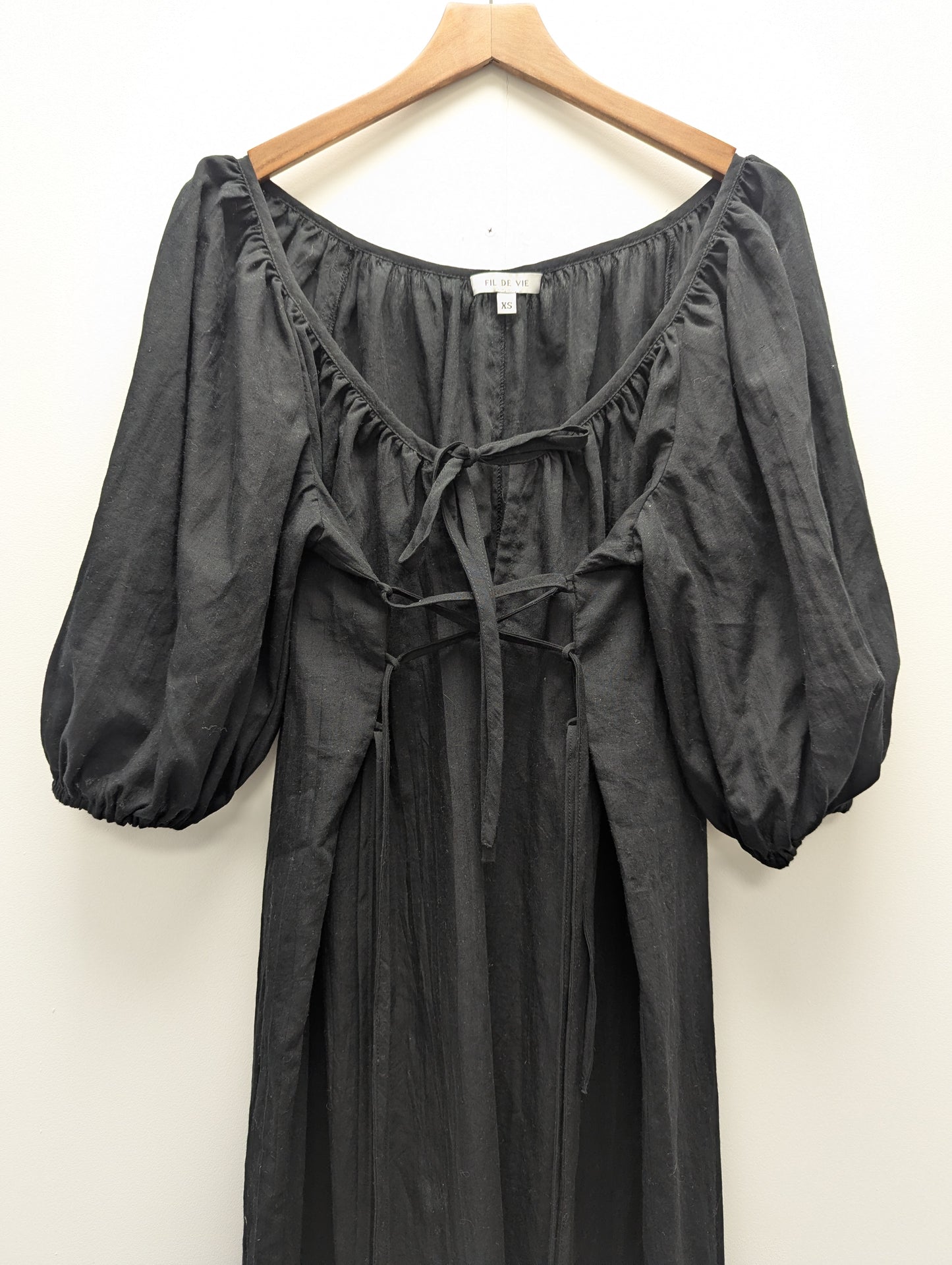 Fil De Vie Black Cotton Maxi Dress