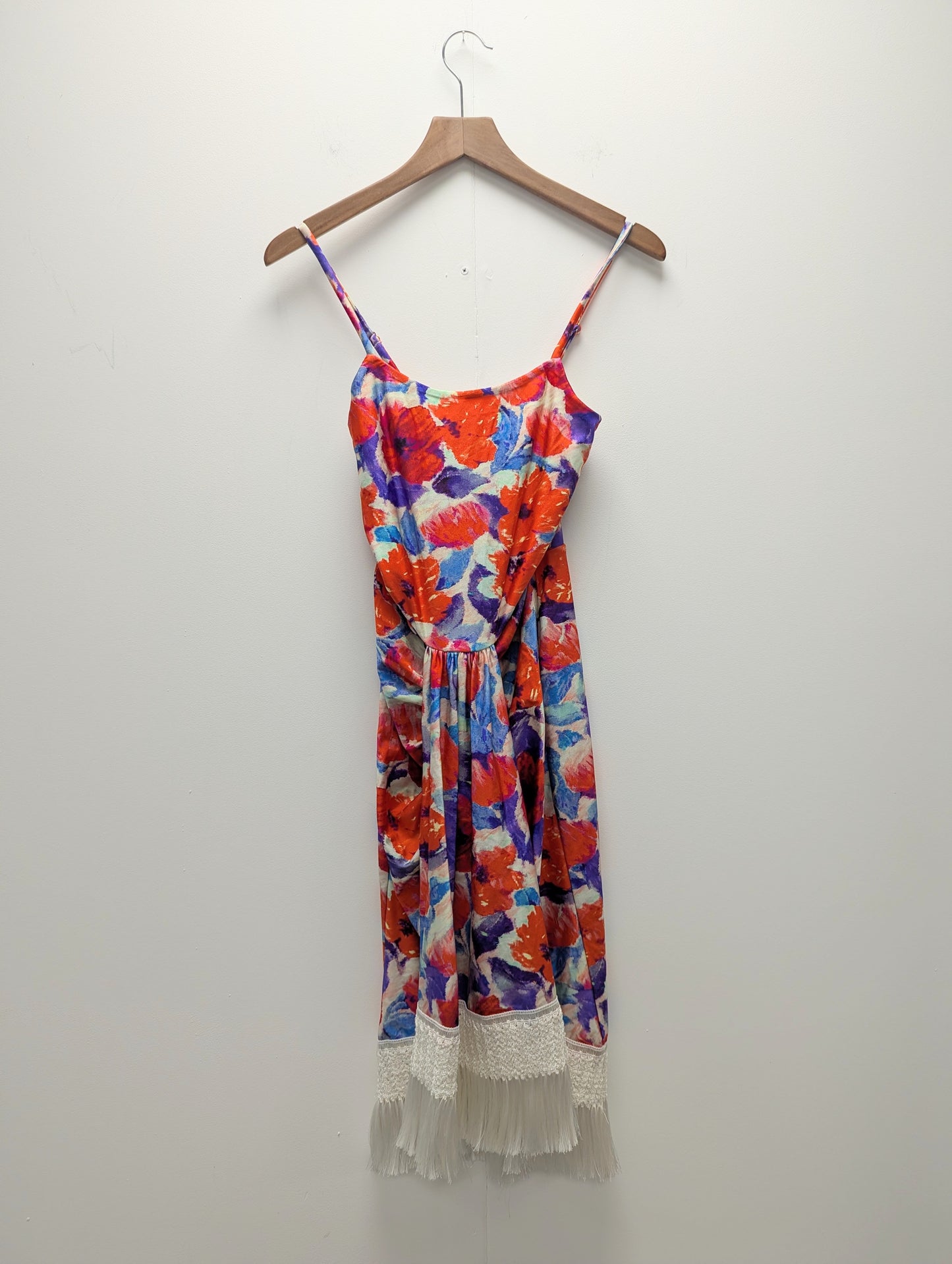 PatBO Floral Stretch Dress With Fringing