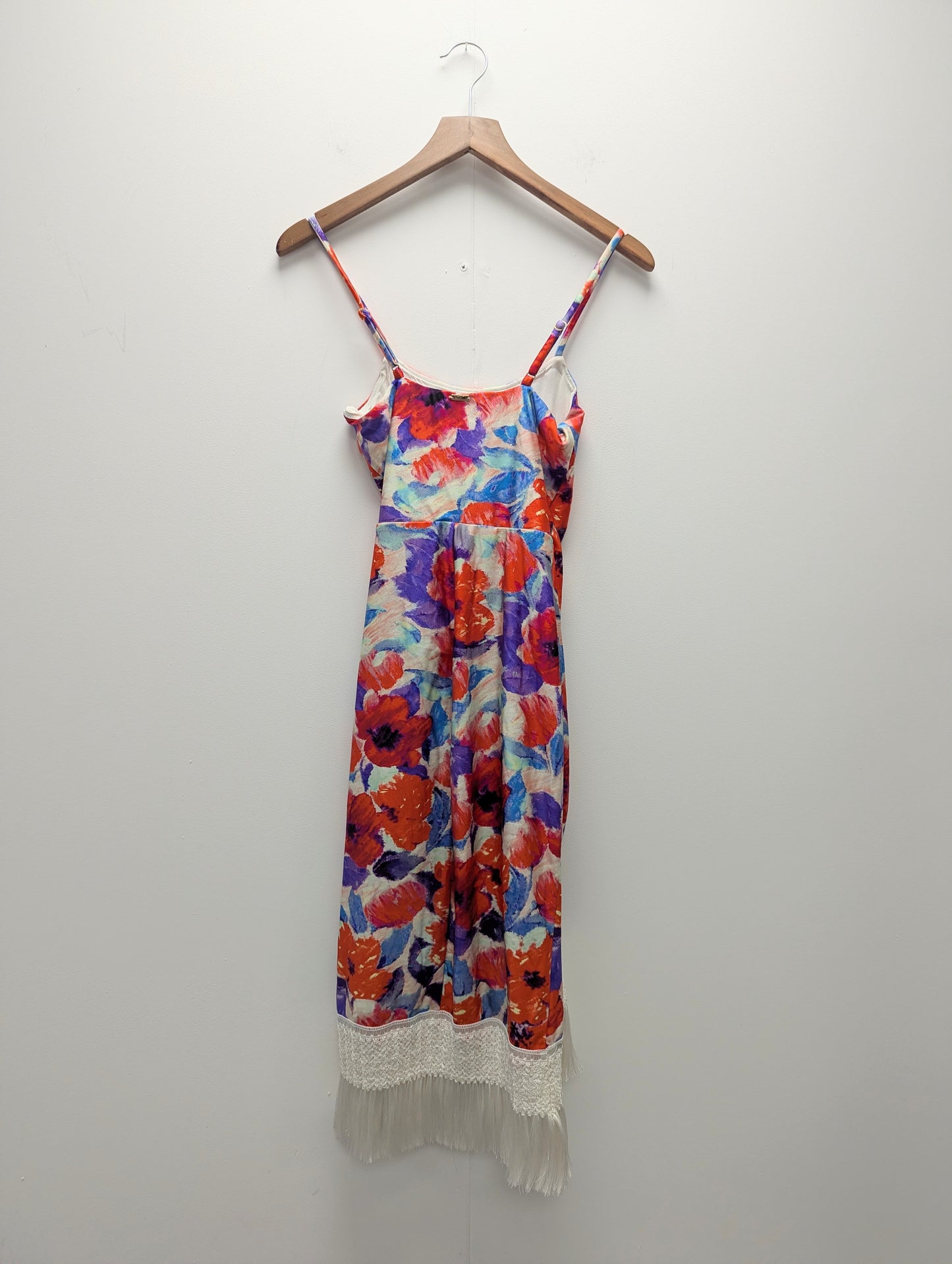 PatBO Floral Stretch Dress With Fringing