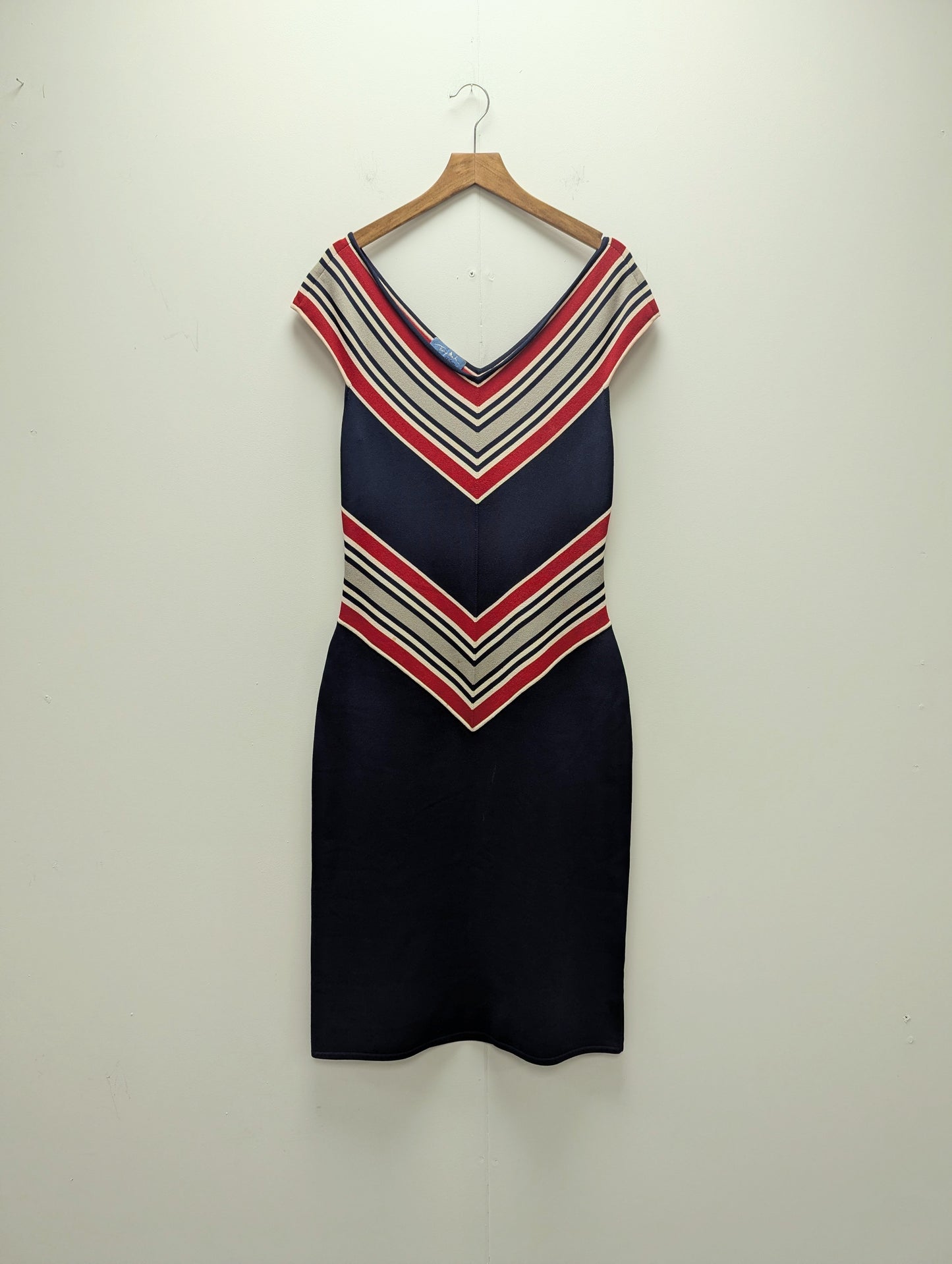 Mugler Couture Navy Red White Dress