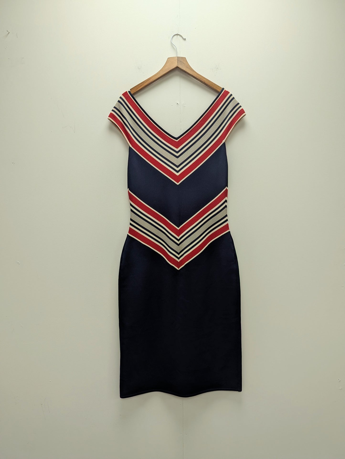 Mugler Couture Navy Red White Dress