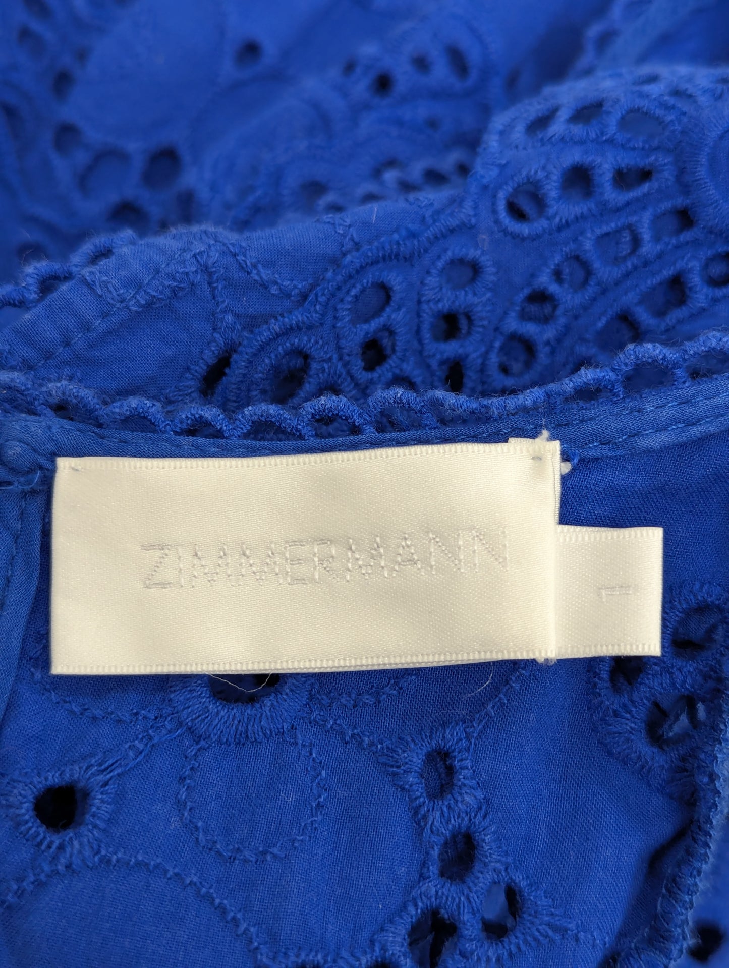 Zimmermann Royal Blue Broderie Anglaise Mini Dress