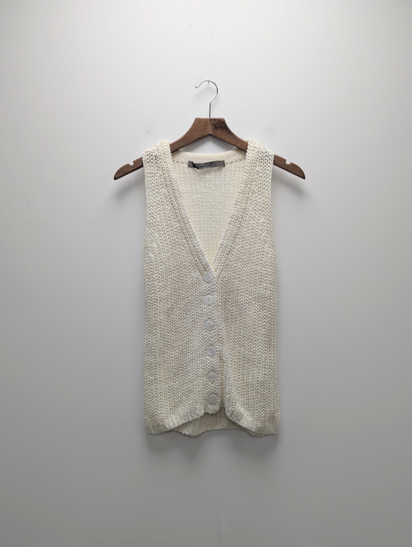 Enza Costa Linen Open Knit Vest