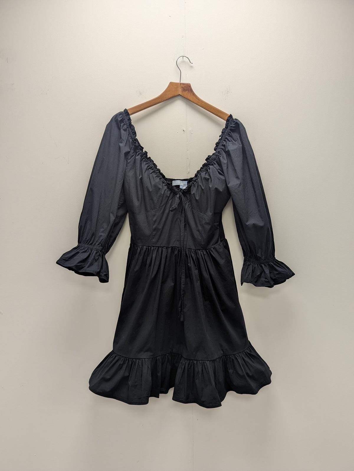 Hill House Samantha Black Cotton Mini Dress