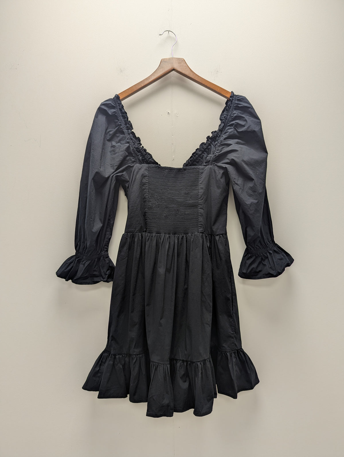 Hill House Samantha Black Cotton Mini Dress