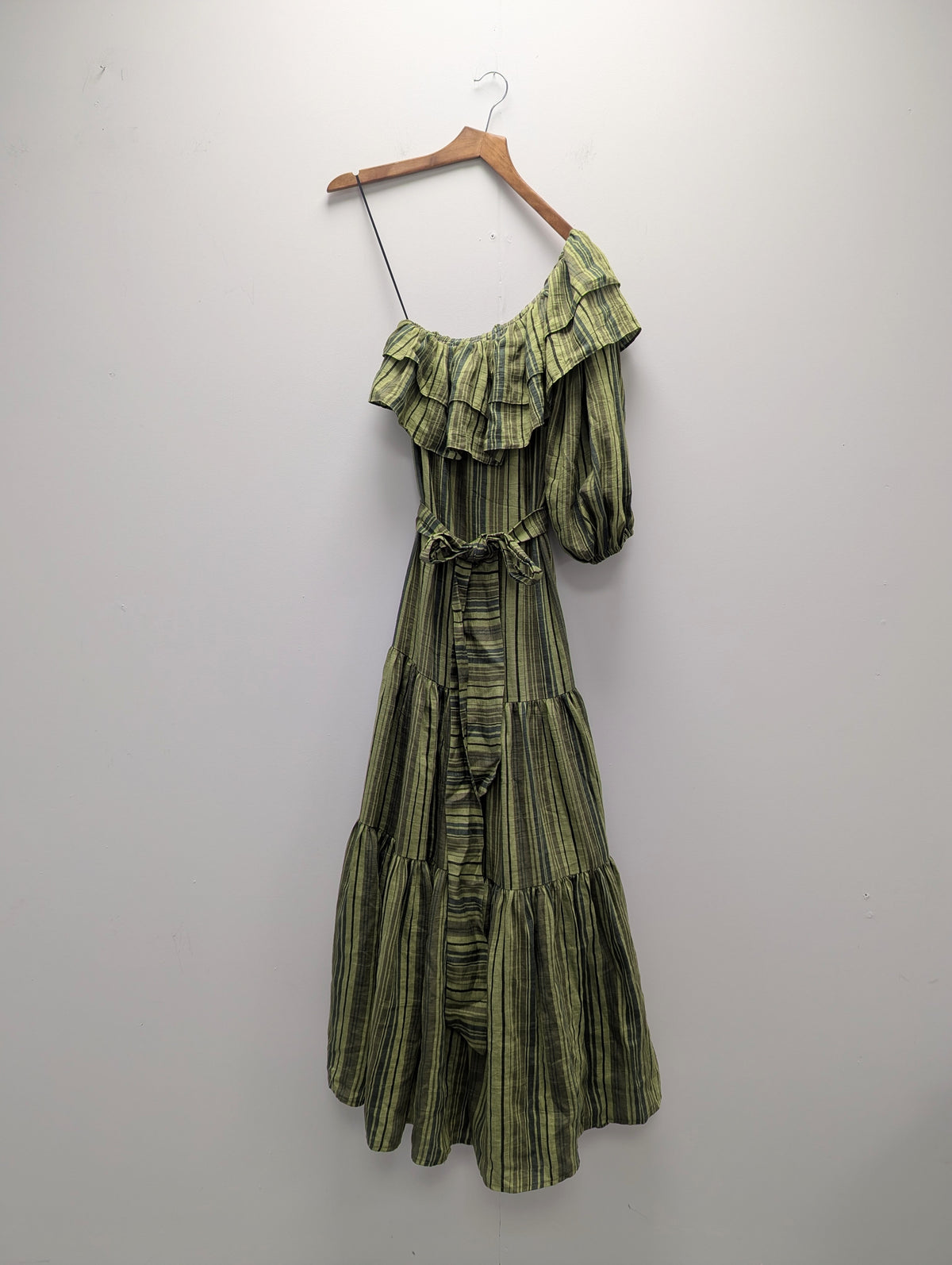 Lisa Marie Fernandez Green Striped Linen Arden Dress